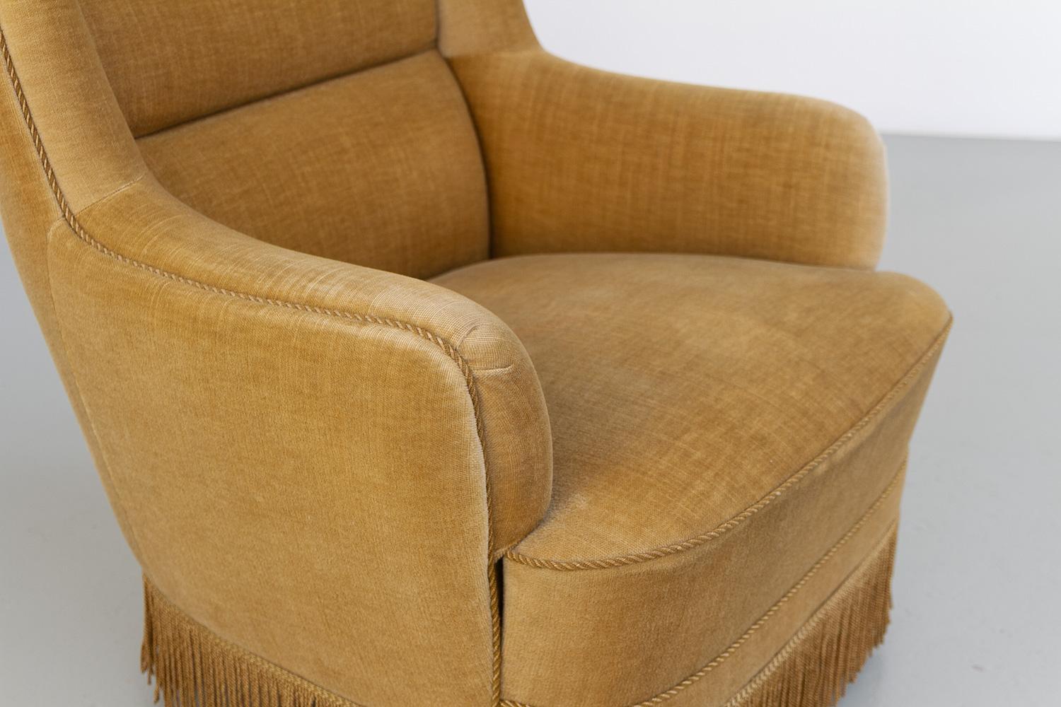 Velours Chaise longue danoise en velours du milieu du siècle, années 1960. en vente