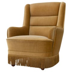 Danish Mid-Century Velvet Lounge Chair, 1960s.