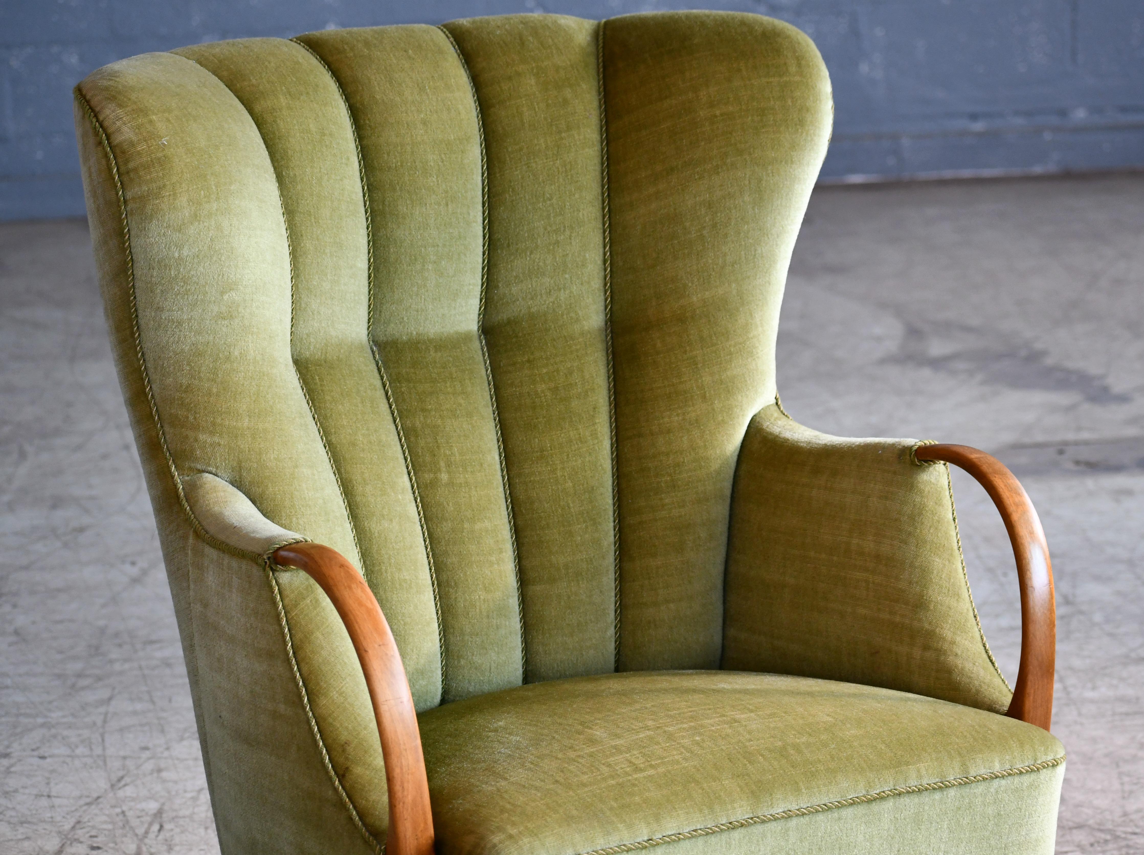 Mid-Century Modern Danish Midcentury Viggo Boesen Highback Lounge Chair with Open Armrests