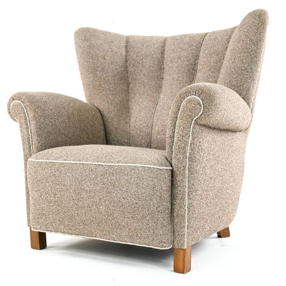Fabric Danish Mid-Century Viggo Boesen Style Easy Chair