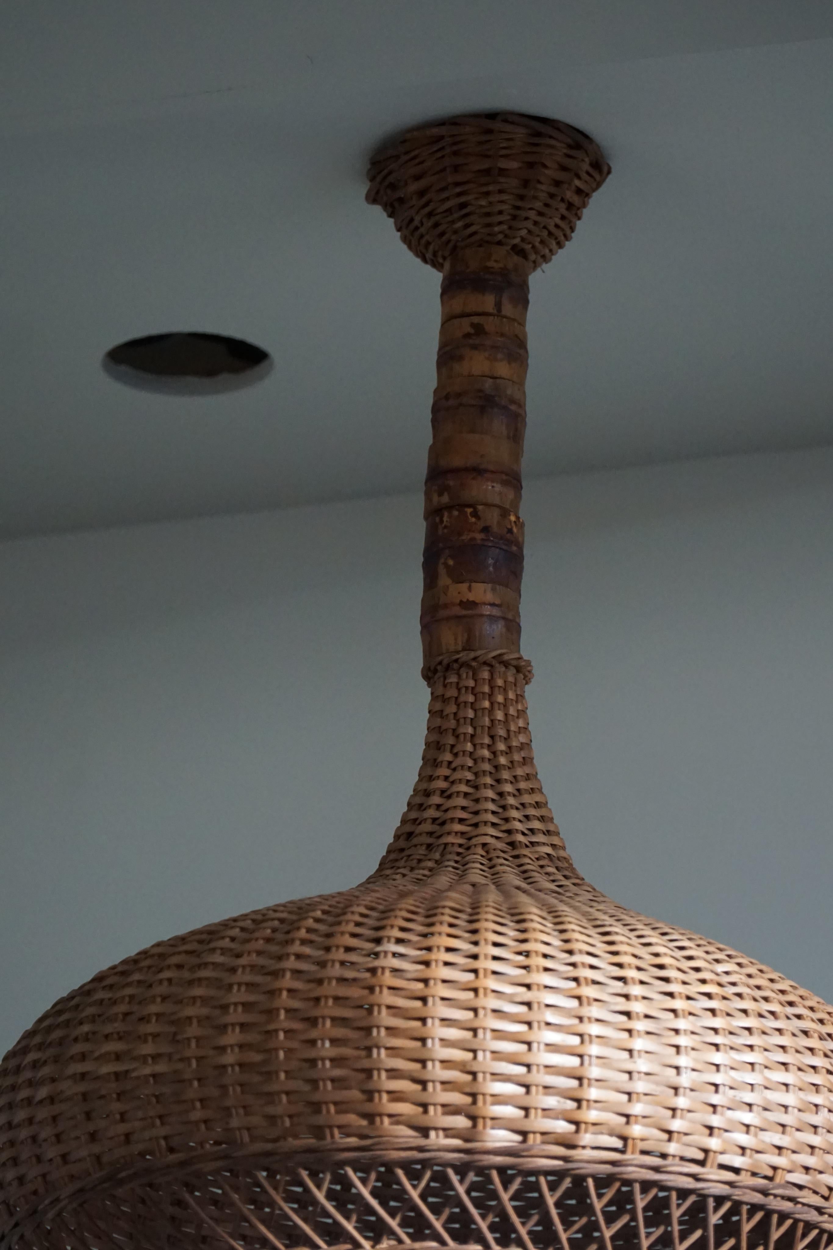 Danish Midcentury Vintage Rattan Pendant, Made in the 1960s For Sale 5