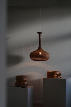 Danish Midcentury Vintage Rattan Pendant, Made in the 1960s