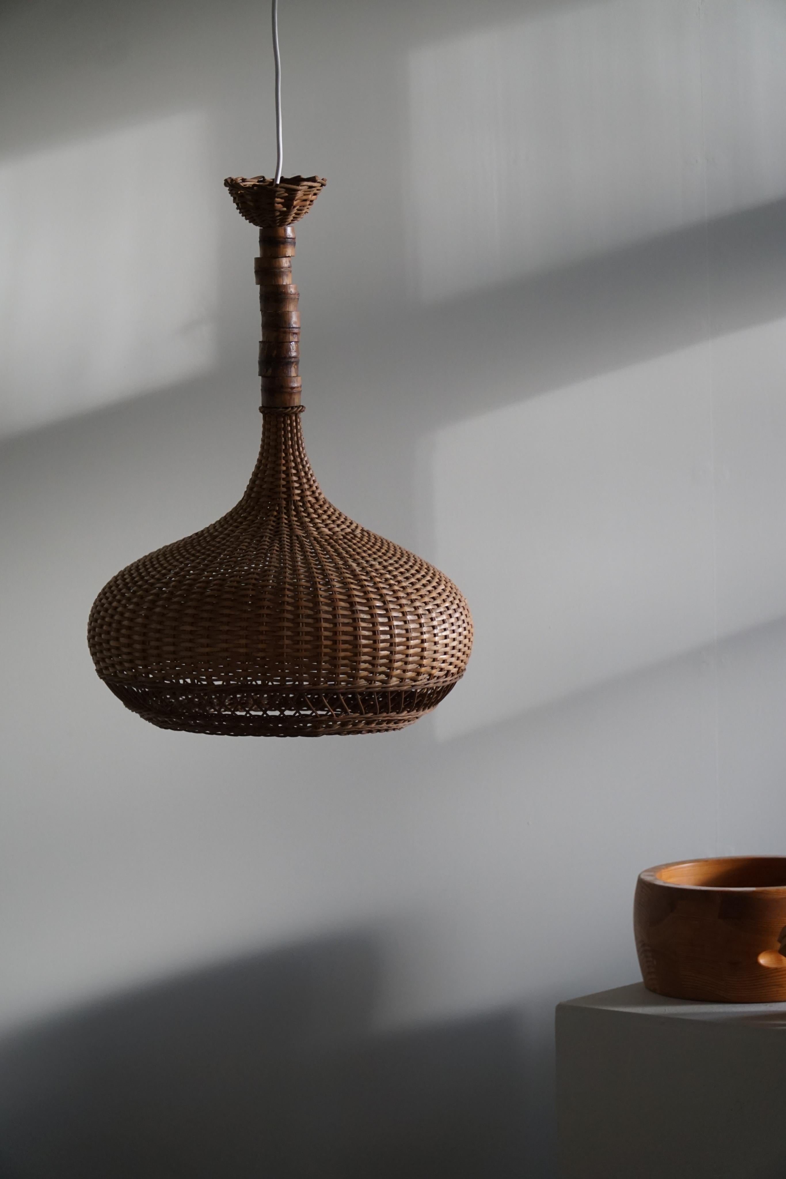 20th Century Danish Midcentury Vintage Rattan Pendant, Made in the 1960s For Sale