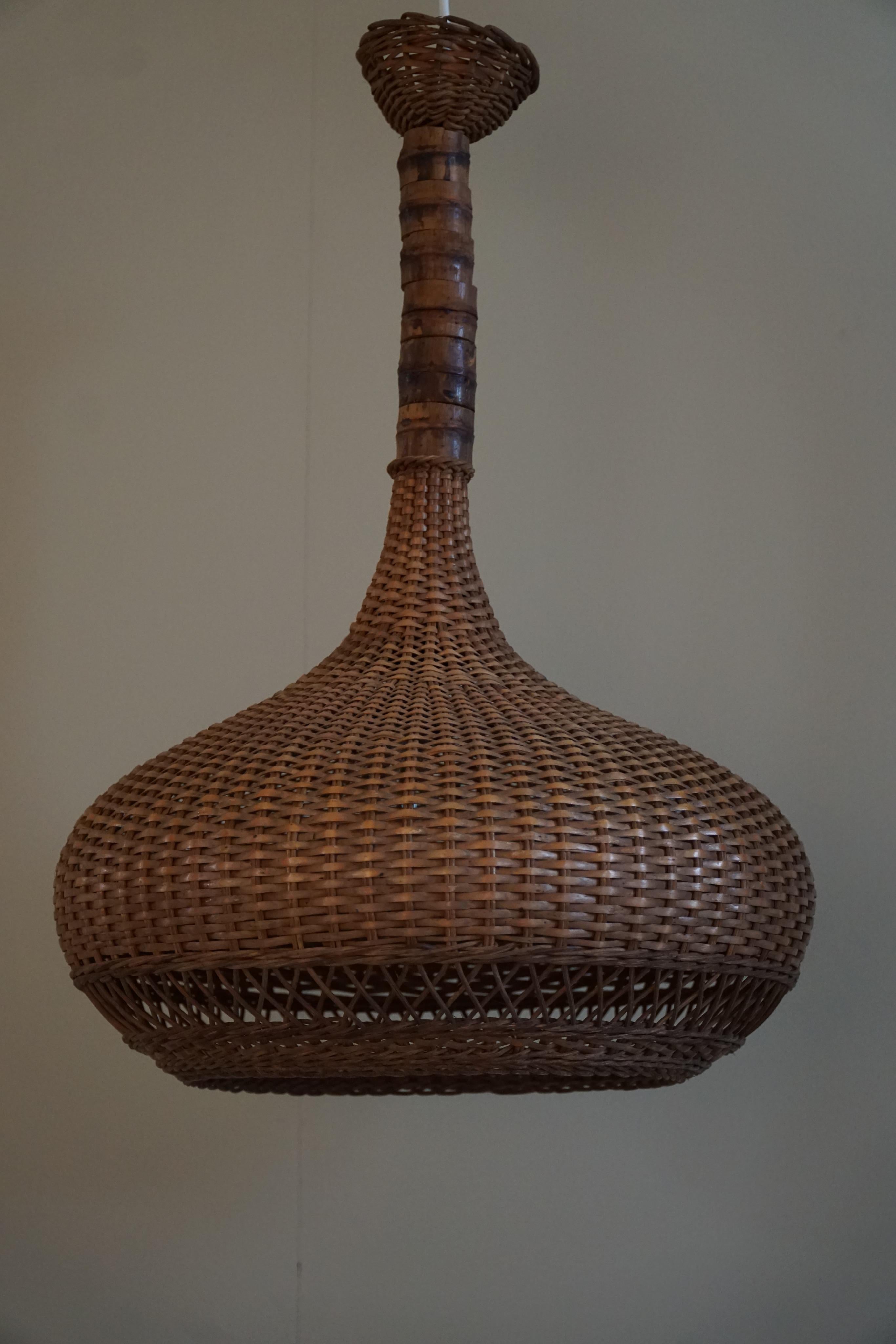 Danish Midcentury Vintage Rattan Pendant, Made in the 1960s For Sale 1