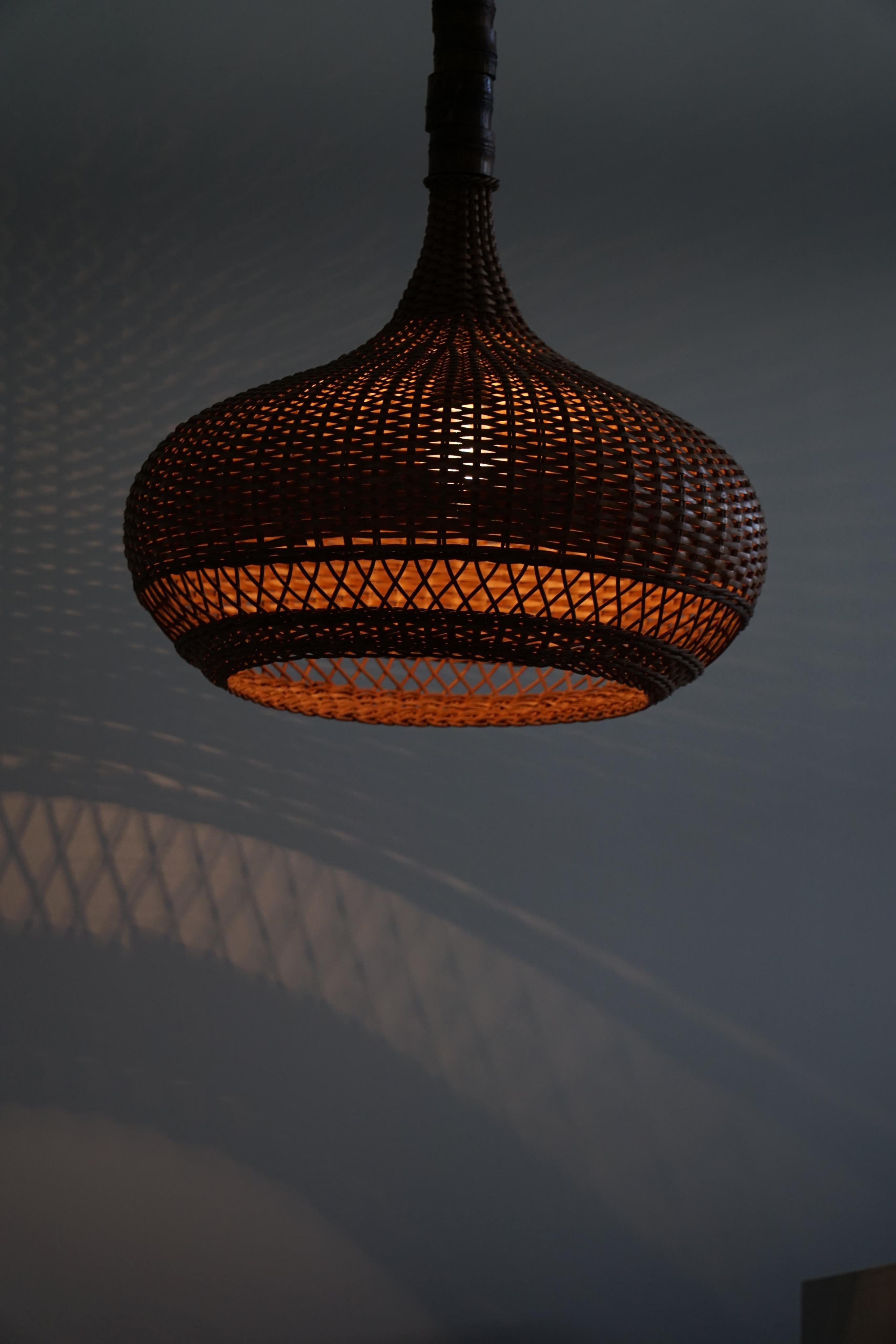 Danish Midcentury Vintage Rattan Pendant, Made in the 1960s For Sale 2