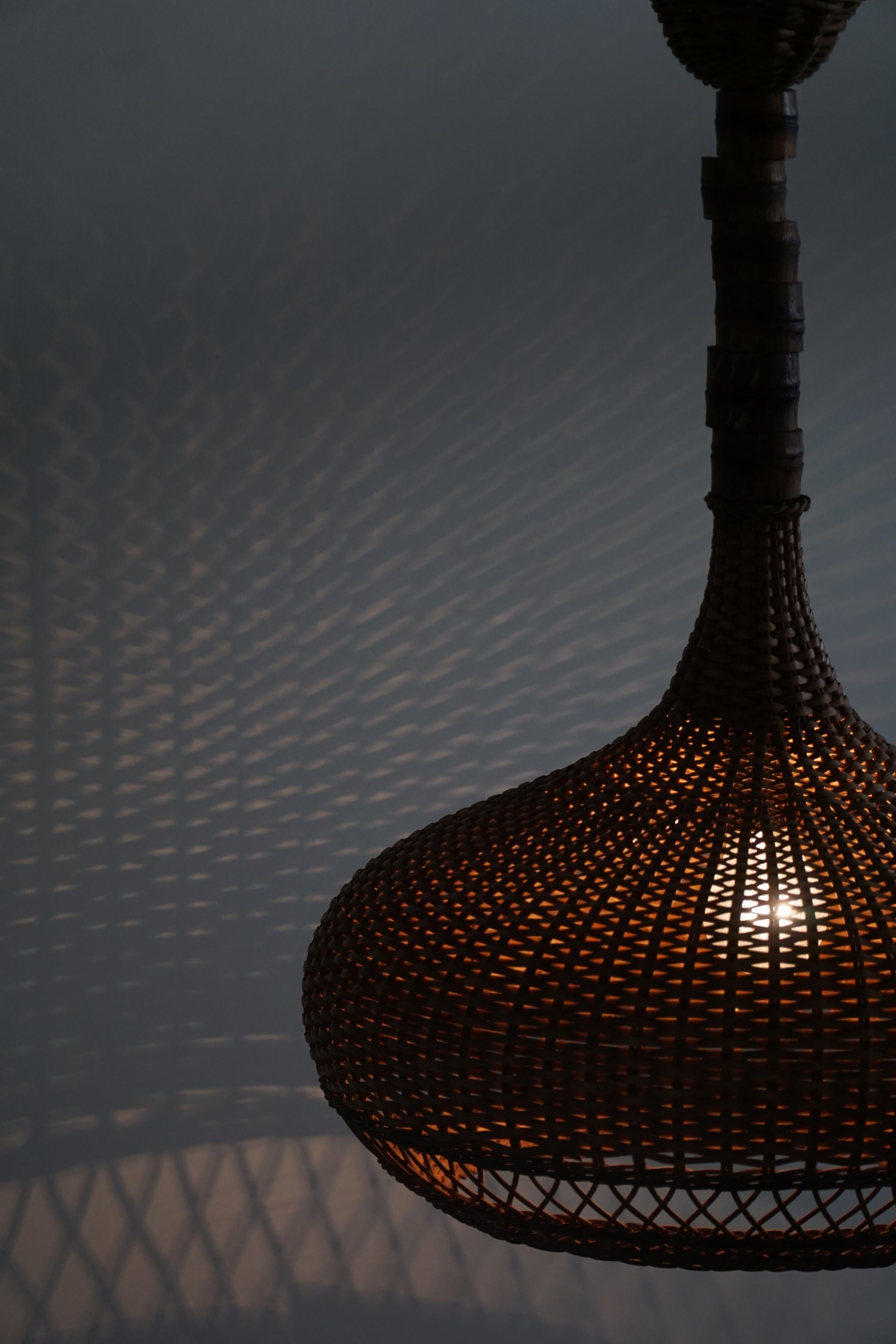 Danish Midcentury Vintage Rattan Pendant, Made in the 1960s For Sale 3