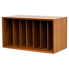 Danish Mid-Century Vinyl Case or Wall mounted Storage Cabinet, Oak Wood