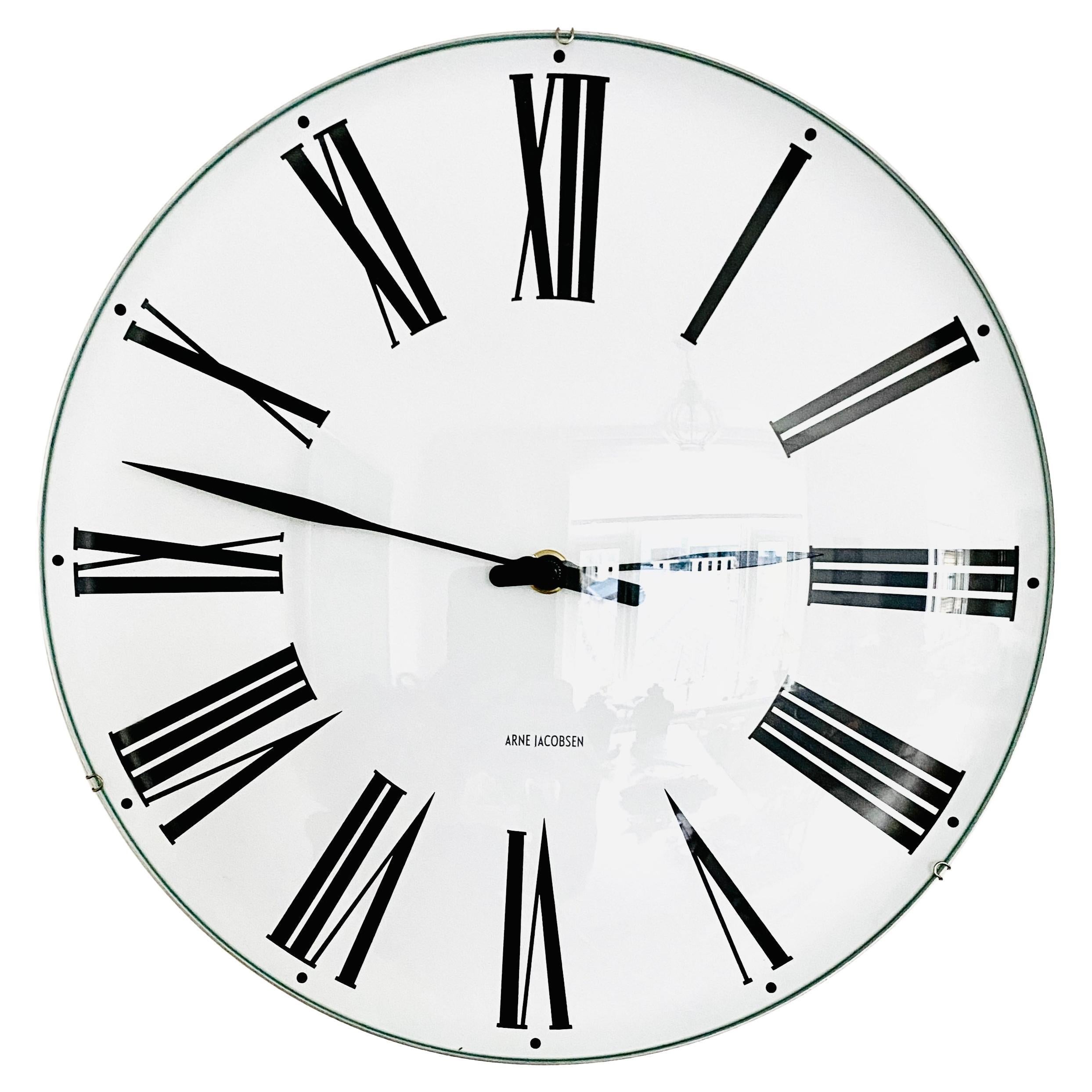 Danish Midcentury Wall Clock by Arne Jacobsen Model Roman For Sale 10