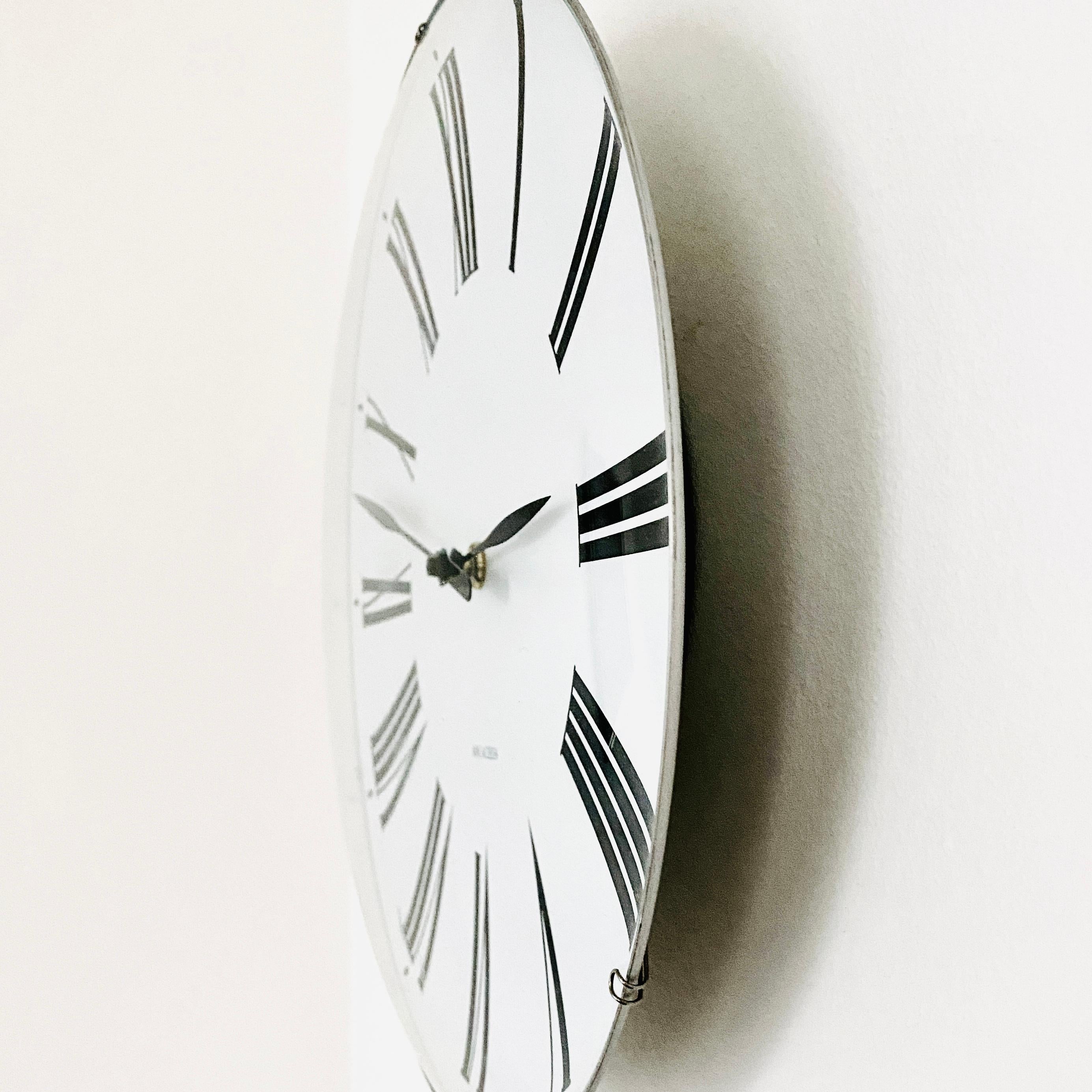 Stainless Steel Danish Midcentury Wall Clock by Arne Jacobsen Model Roman For Sale