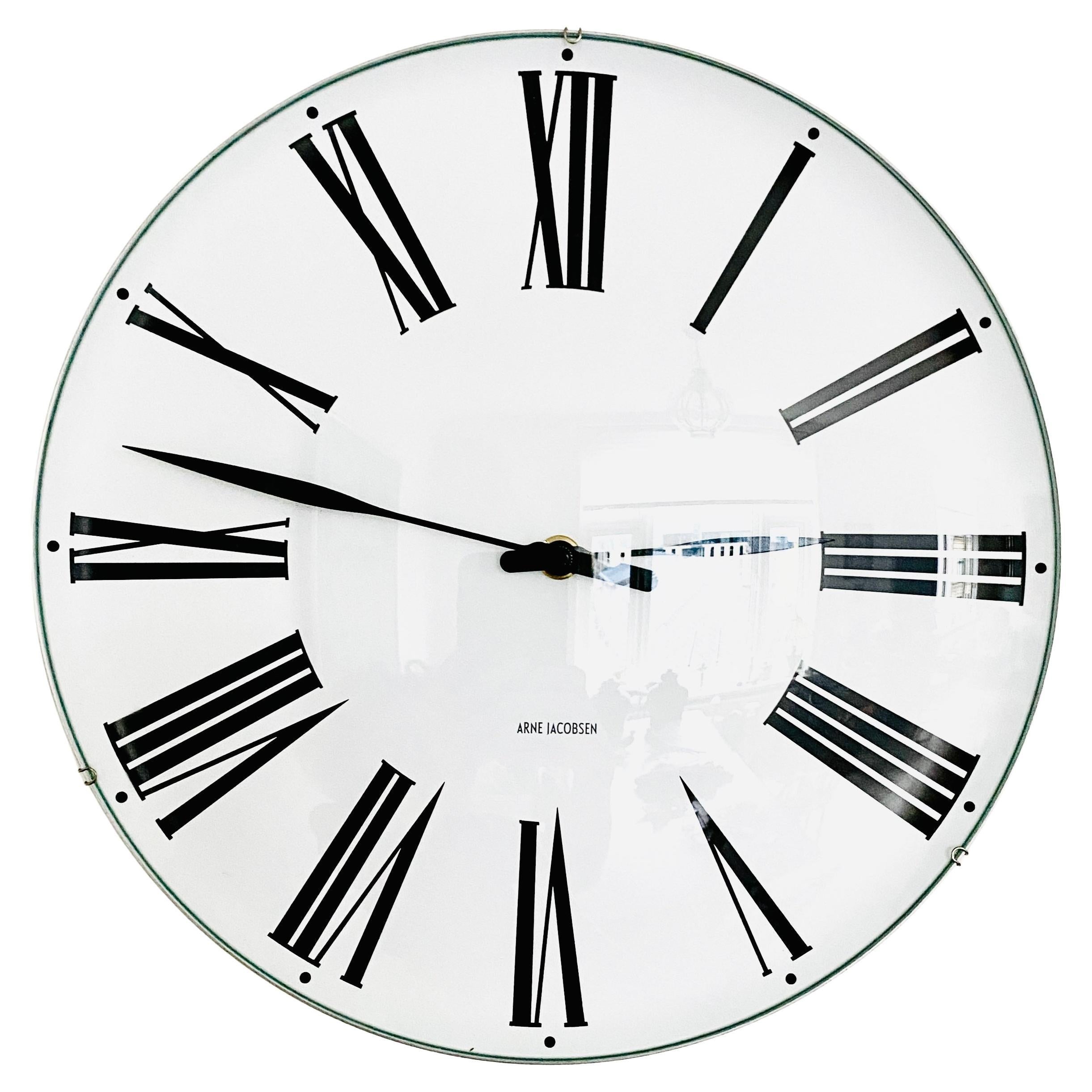 Danish Midcentury Wall Clock by Arne Jacobsen Model Roman For Sale
