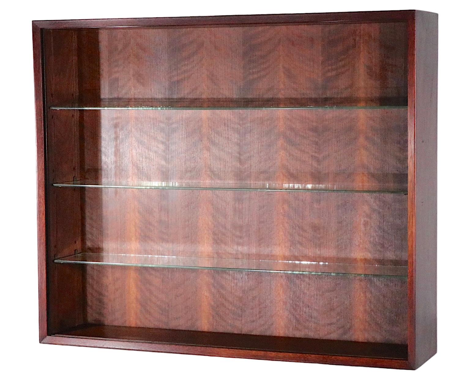 Danish Mid Century Wall Hanging Cabinet with Sliding Mirrored Doors, circa 1950s For Sale 3