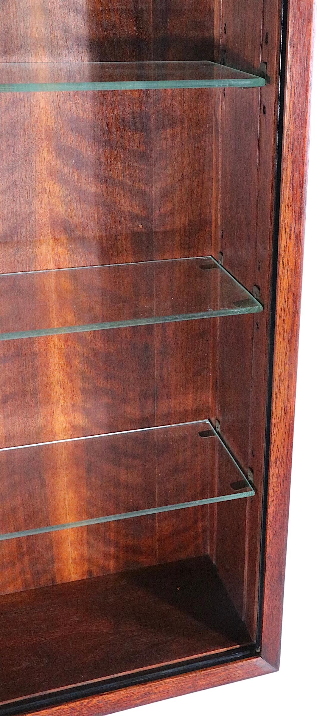 Danish Mid Century Wall Hanging Cabinet with Sliding Mirrored Doors, circa 1950s For Sale 5