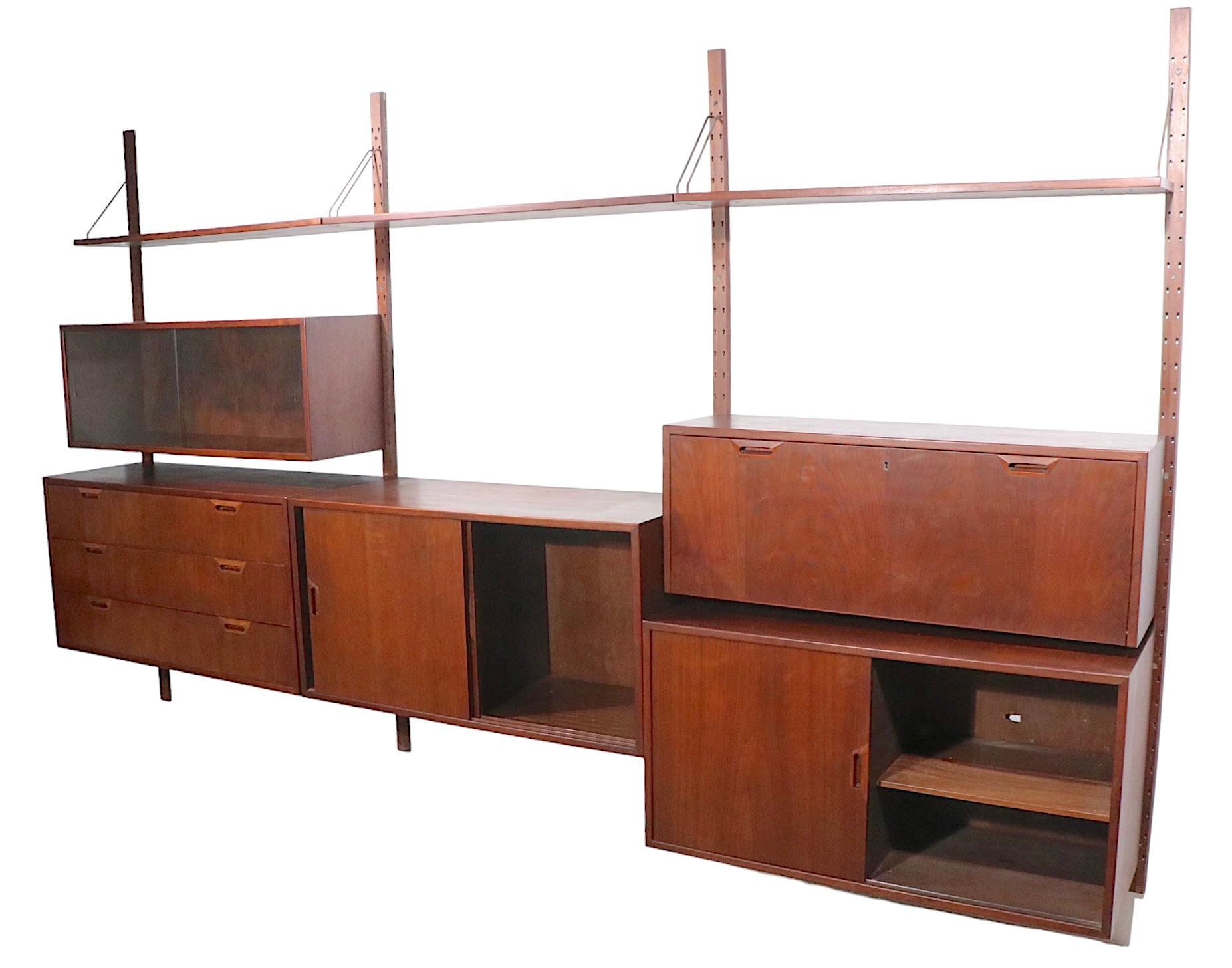 Danish Mid Century Wall Unit Shelves by Paul Cadovius, circa 1950s-1960s In Fair Condition In New York, NY
