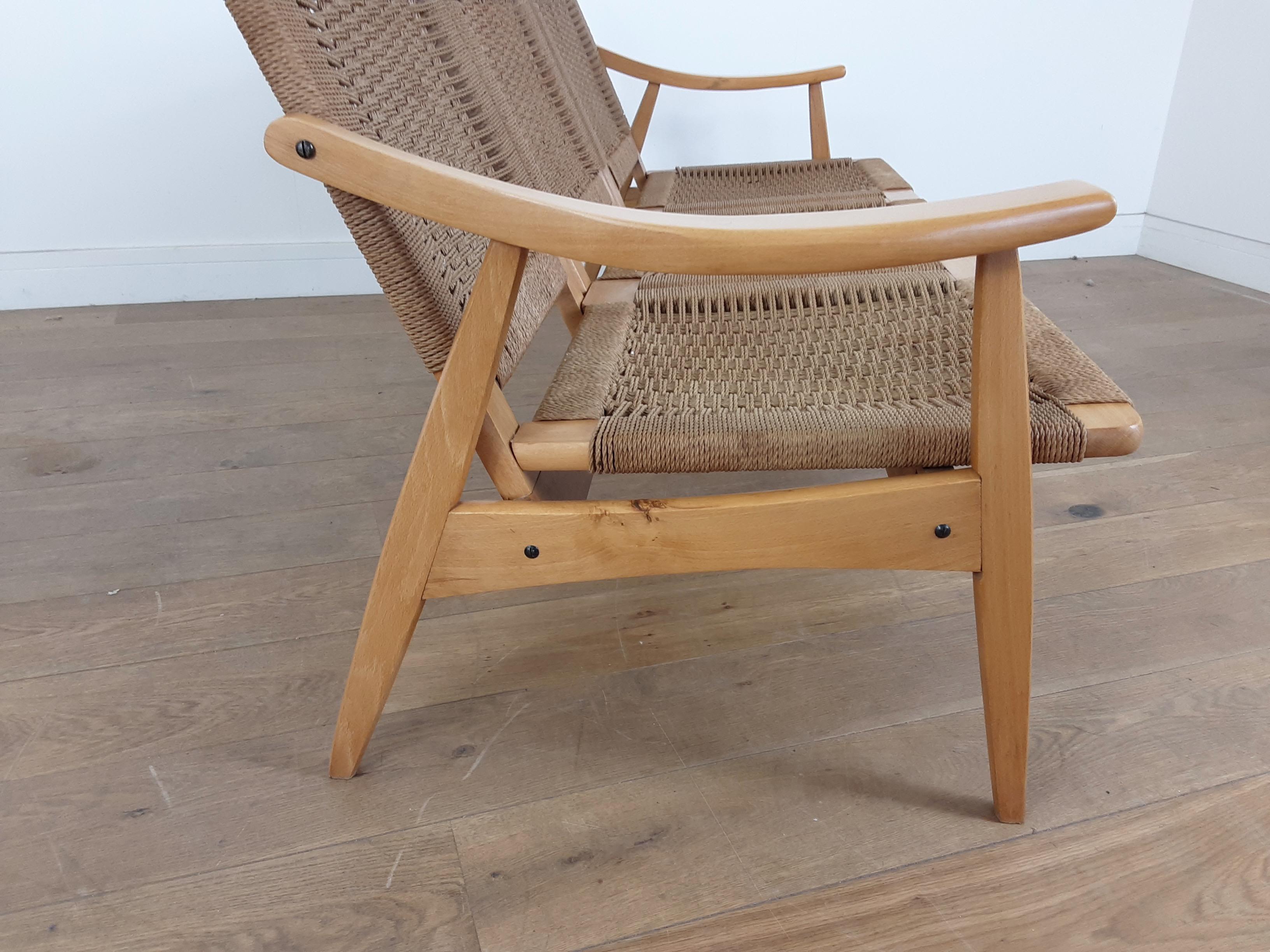 Danish Midcentury Wicker Lounge Suite with Tilt Back Armchairs For Sale 3