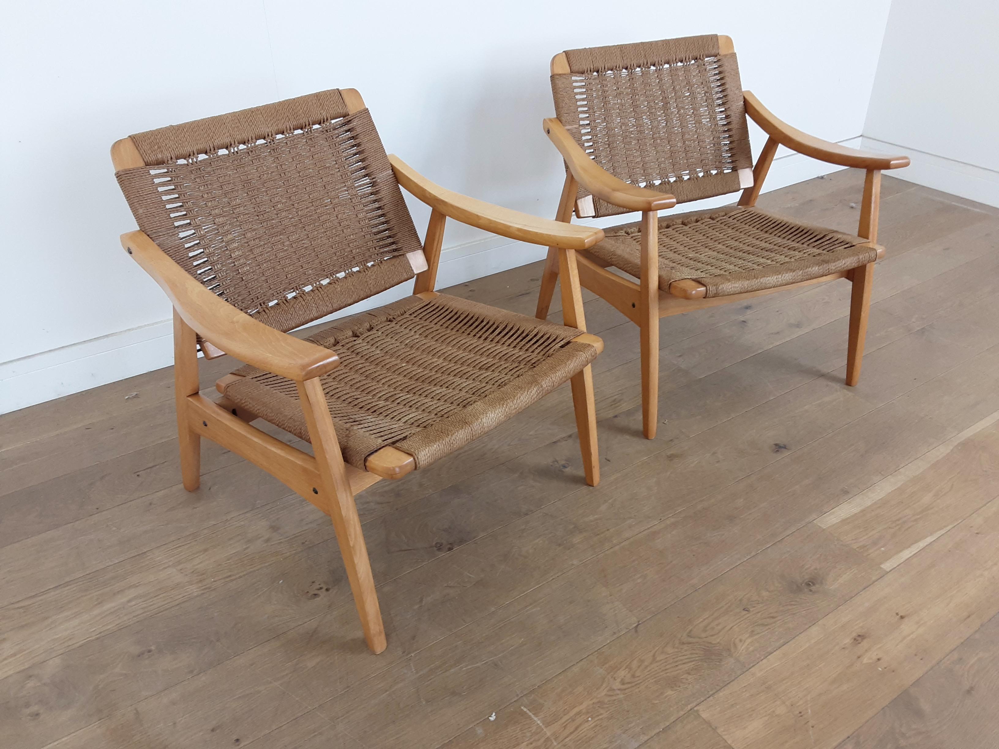 Danish Midcentury Wicker Lounge Suite with Tilt Back Armchairs For Sale 5