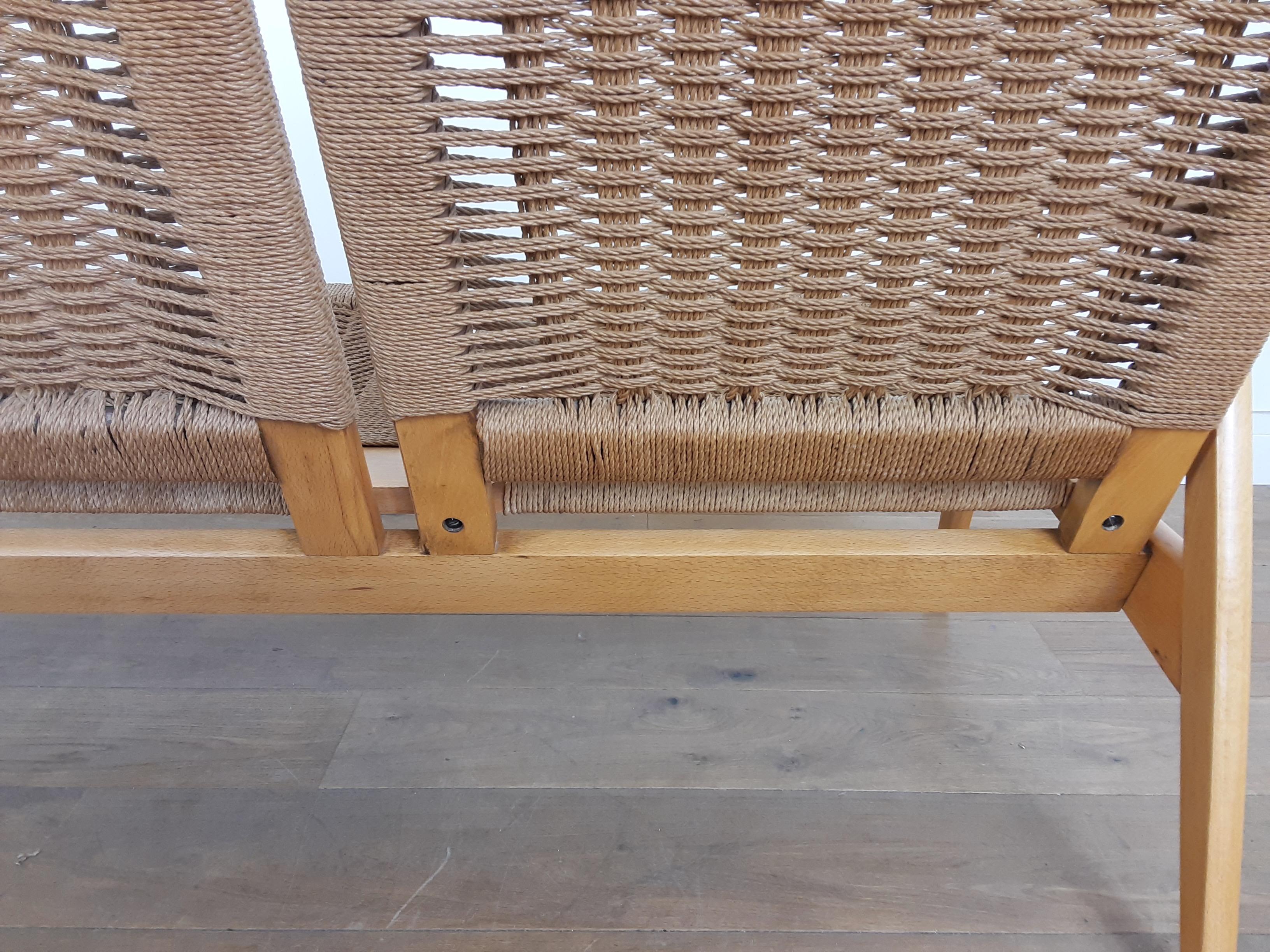 Woven Danish Midcentury Wicker Lounge Suite with Tilt Back Armchairs For Sale