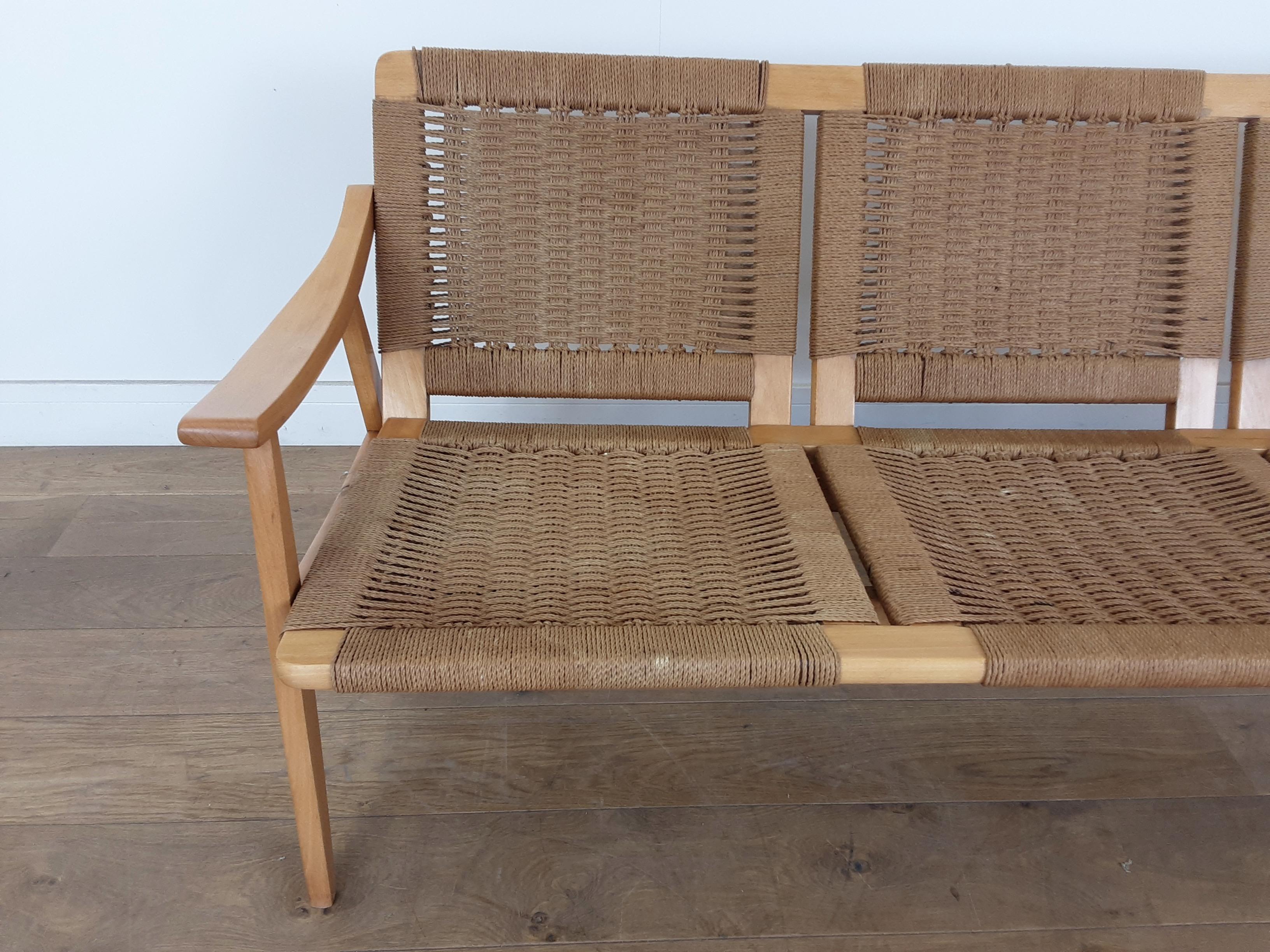 Danish Midcentury Wicker Lounge Suite with Tilt Back Armchairs In Good Condition For Sale In London, GB