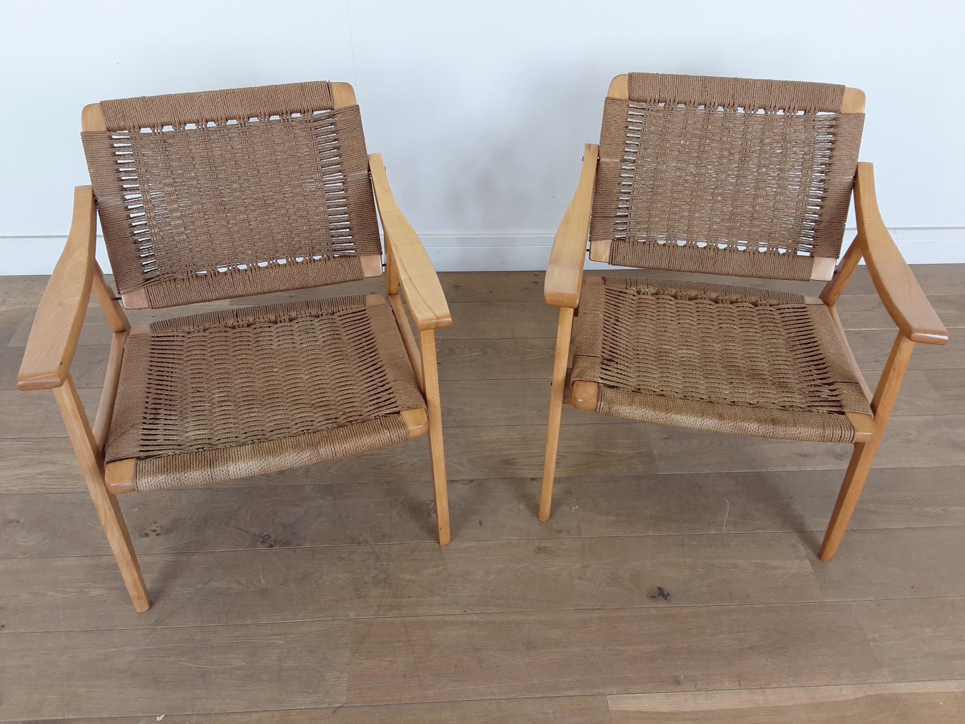 Danish Midcentury Wicker Lounge Suite with Tilt Back Armchairs For Sale 2