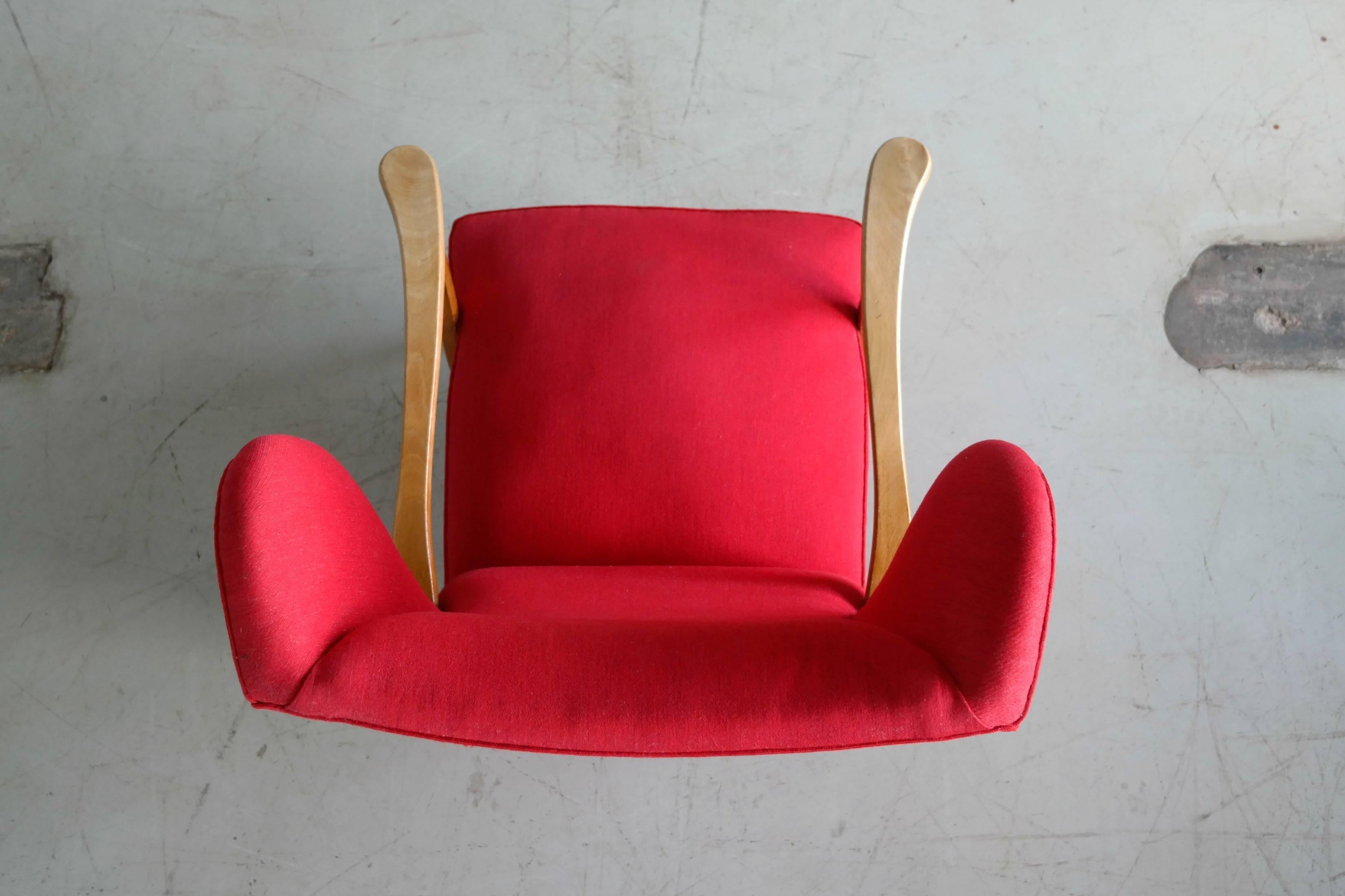 Danish Midcentury Wingback Lounge Chair Attributed to Fritz Hansen In Good Condition In Bridgeport, CT