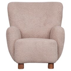 Danish Mid-Century Wingback Upholstered Boucle Armchair Danish Mid-Century Wingback Upholstered Boucle Armchair