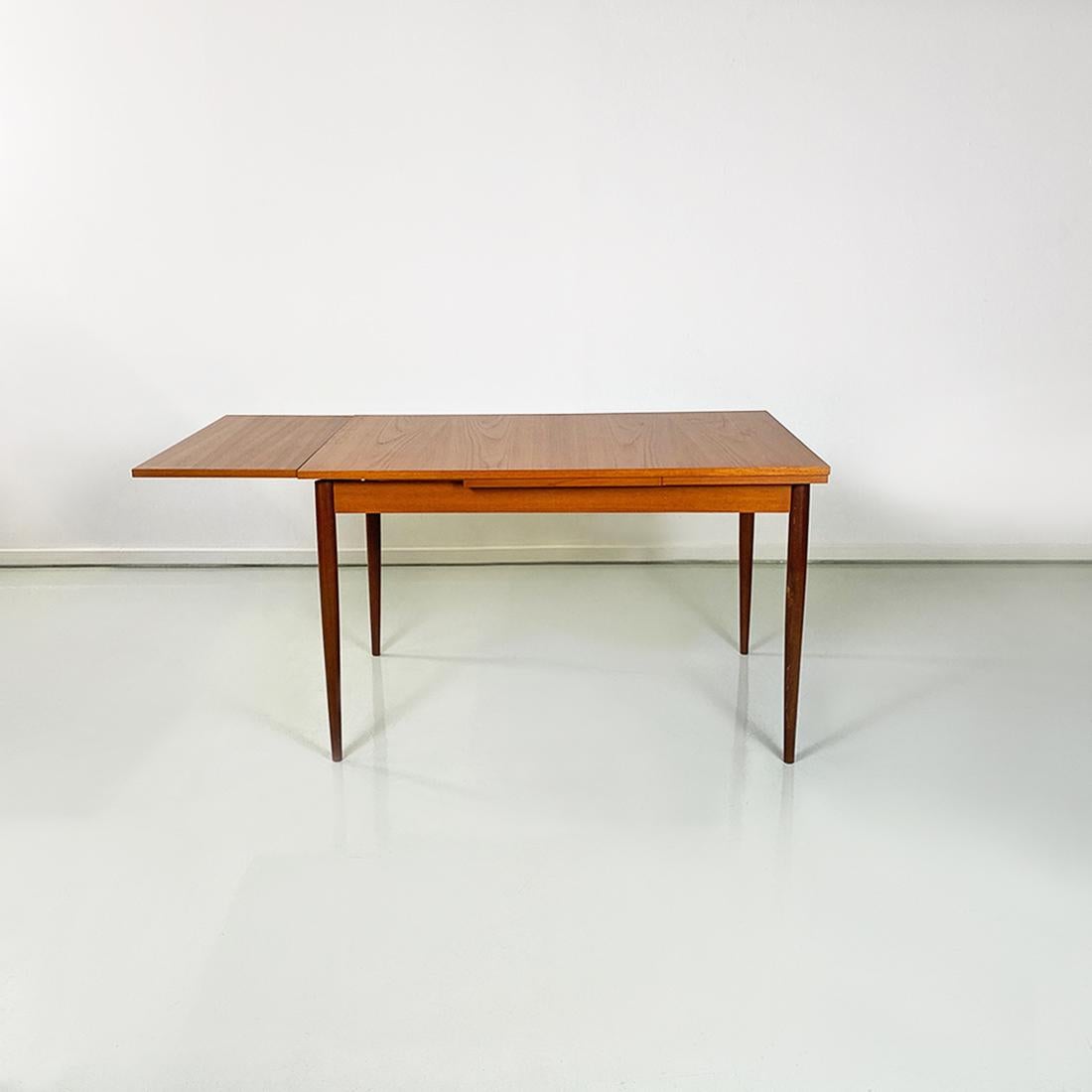 Danish Mid Century Wooden Dining Table with Side Extensions by Lubke, 1960s 10