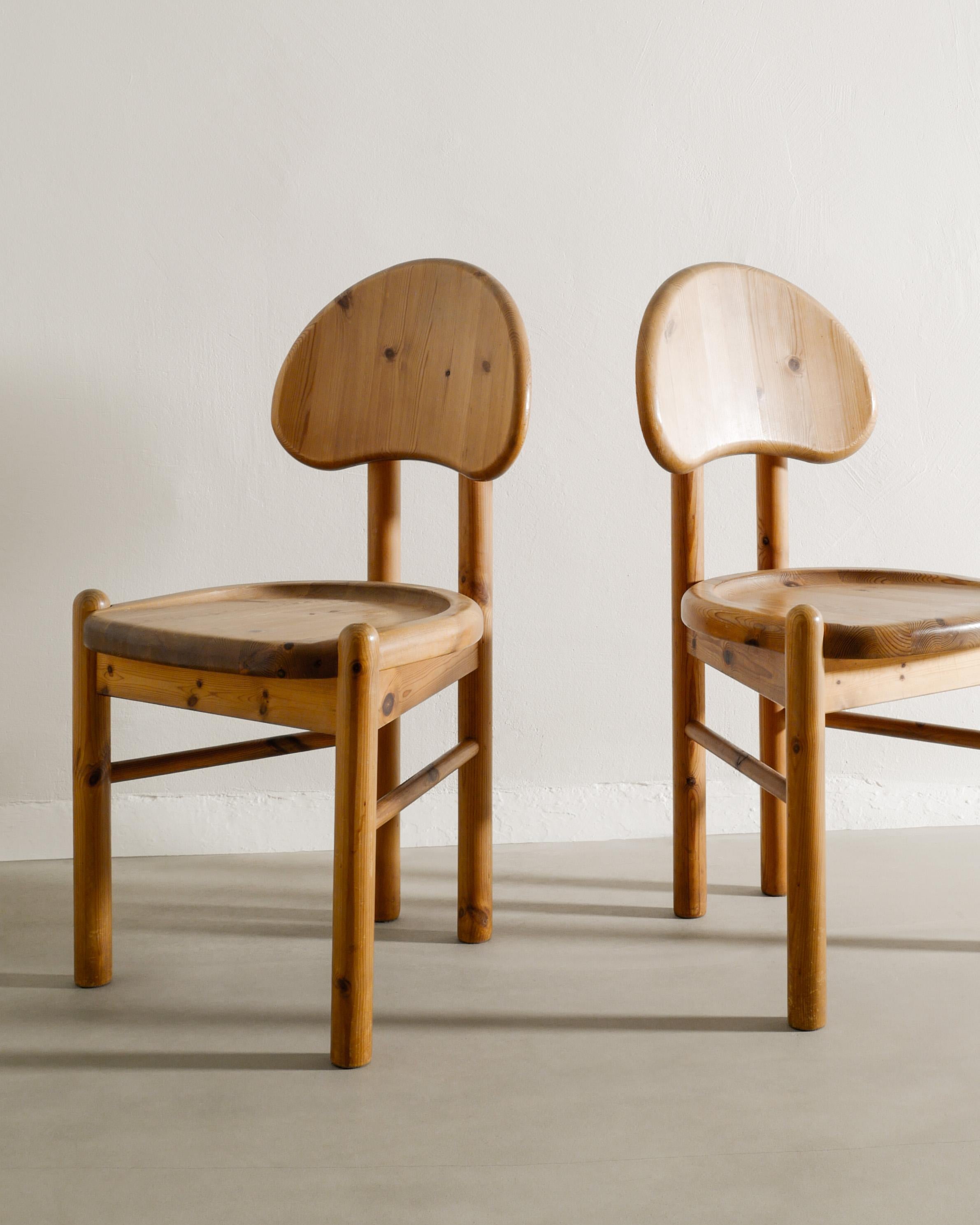 Scandinavian Modern Danish Mid Century Wooden Pine Dining Chairs attr. to Rainer Daumiller, 1970s For Sale