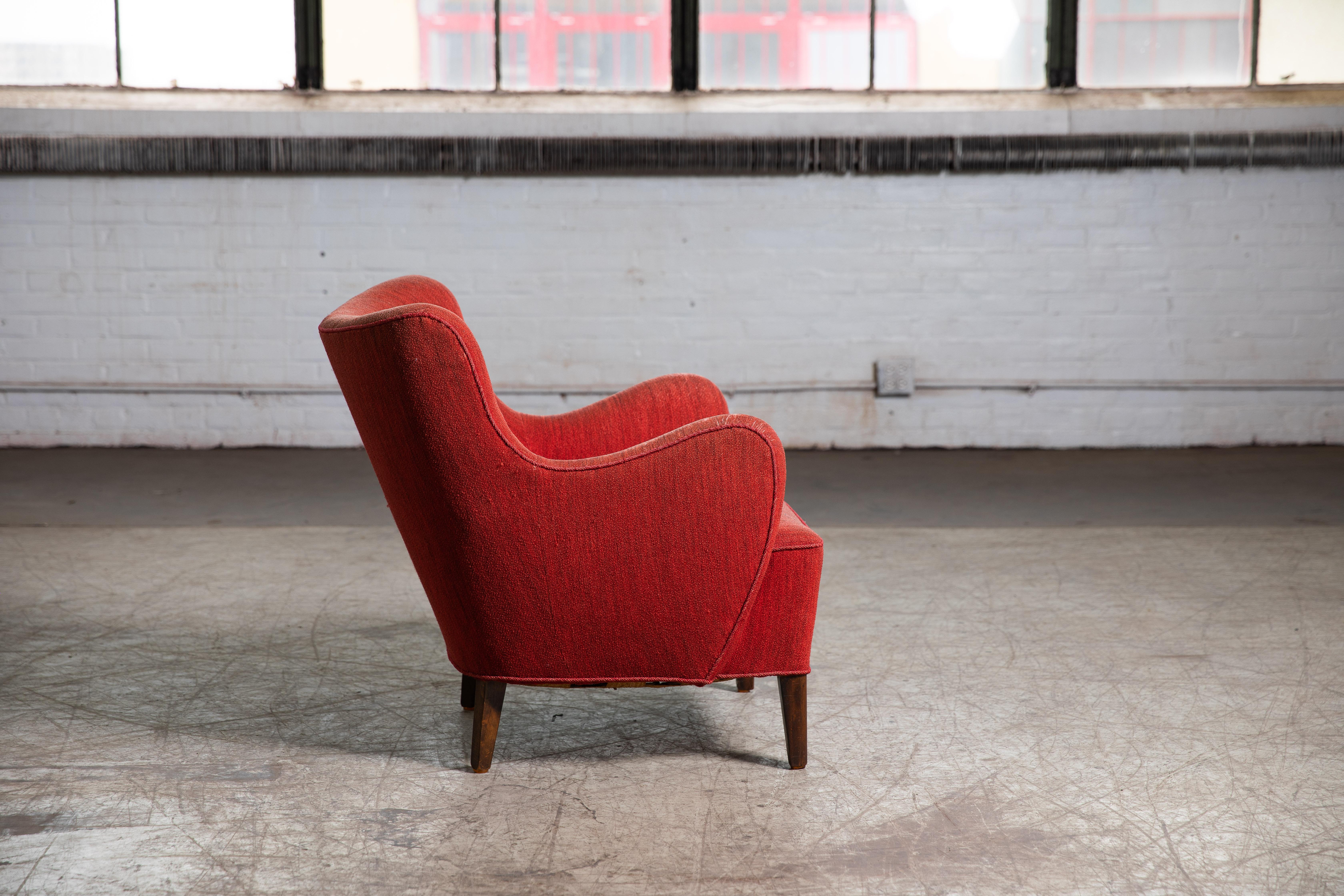 Danish Midcentury 1940s Flemming Lassen Style Low Lounge Chair 1