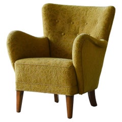 Vintage Danish Midcentury 1940s Flemming Lassen Style Low Lounge Chair