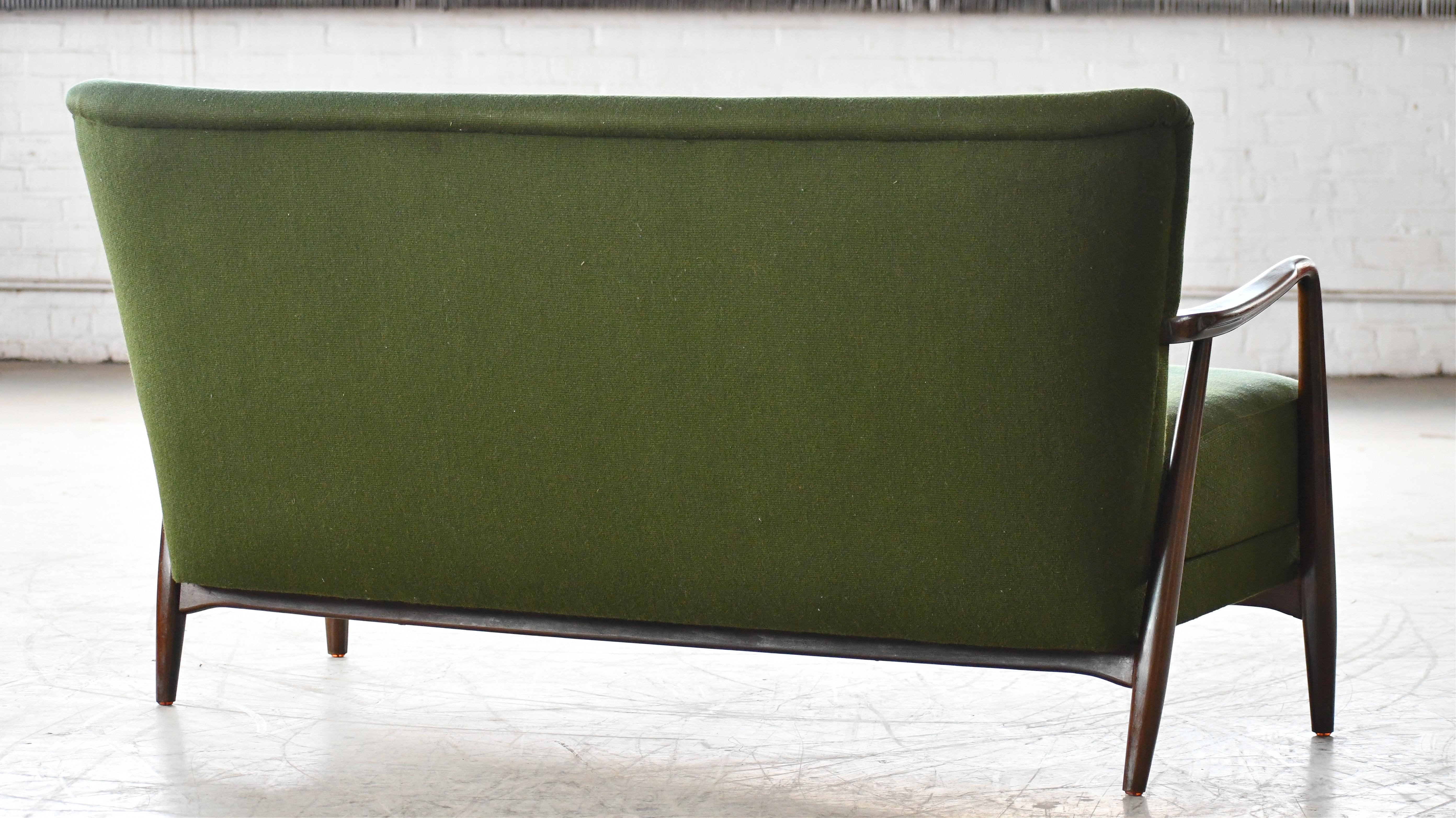 Mid-Century Modern Danish Midcentury 1940s Sofa or Settee with Open Armrests by Alfred Christensen For Sale
