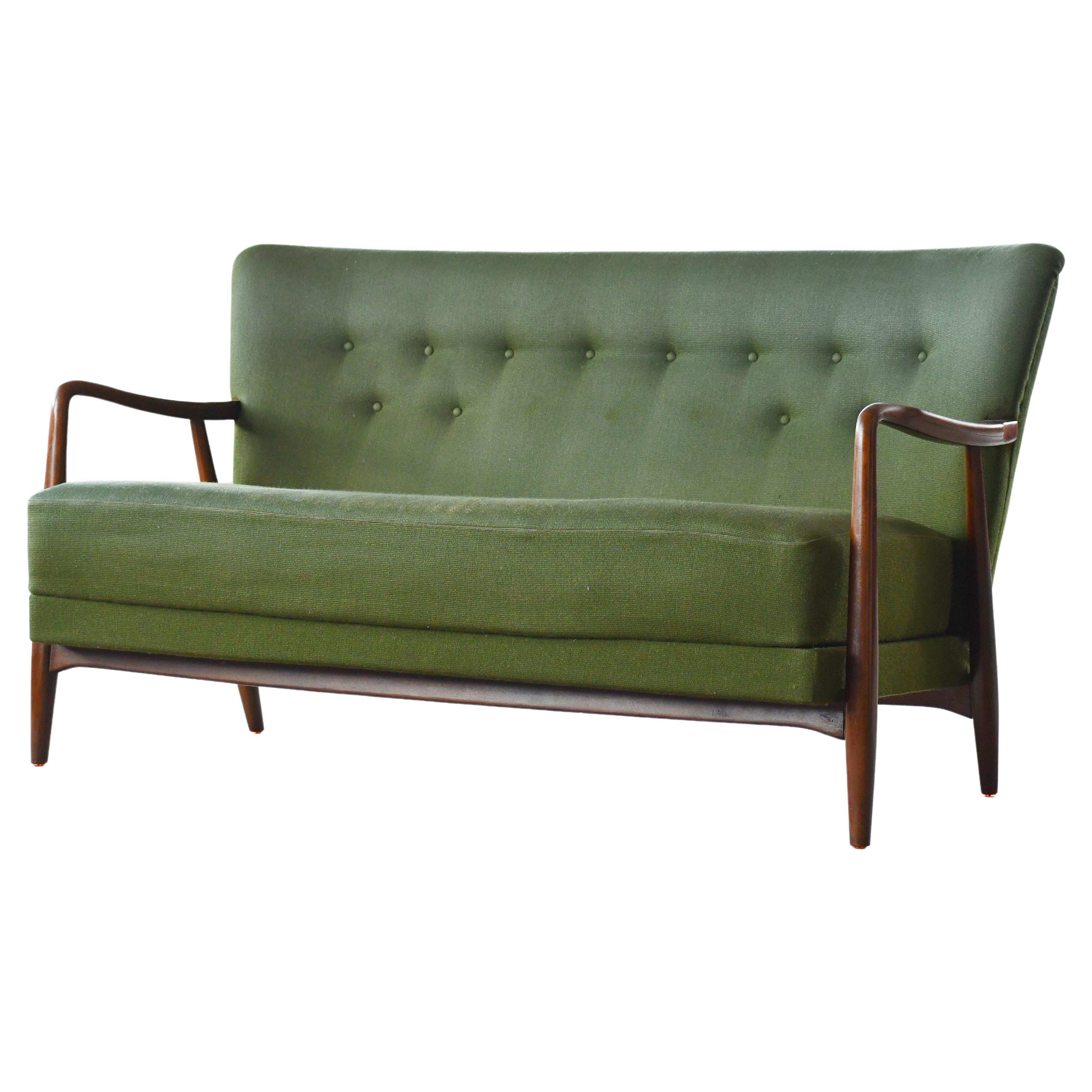 Danish Midcentury 1940s Sofa or Settee with Open Armrests by Alfred Christensen