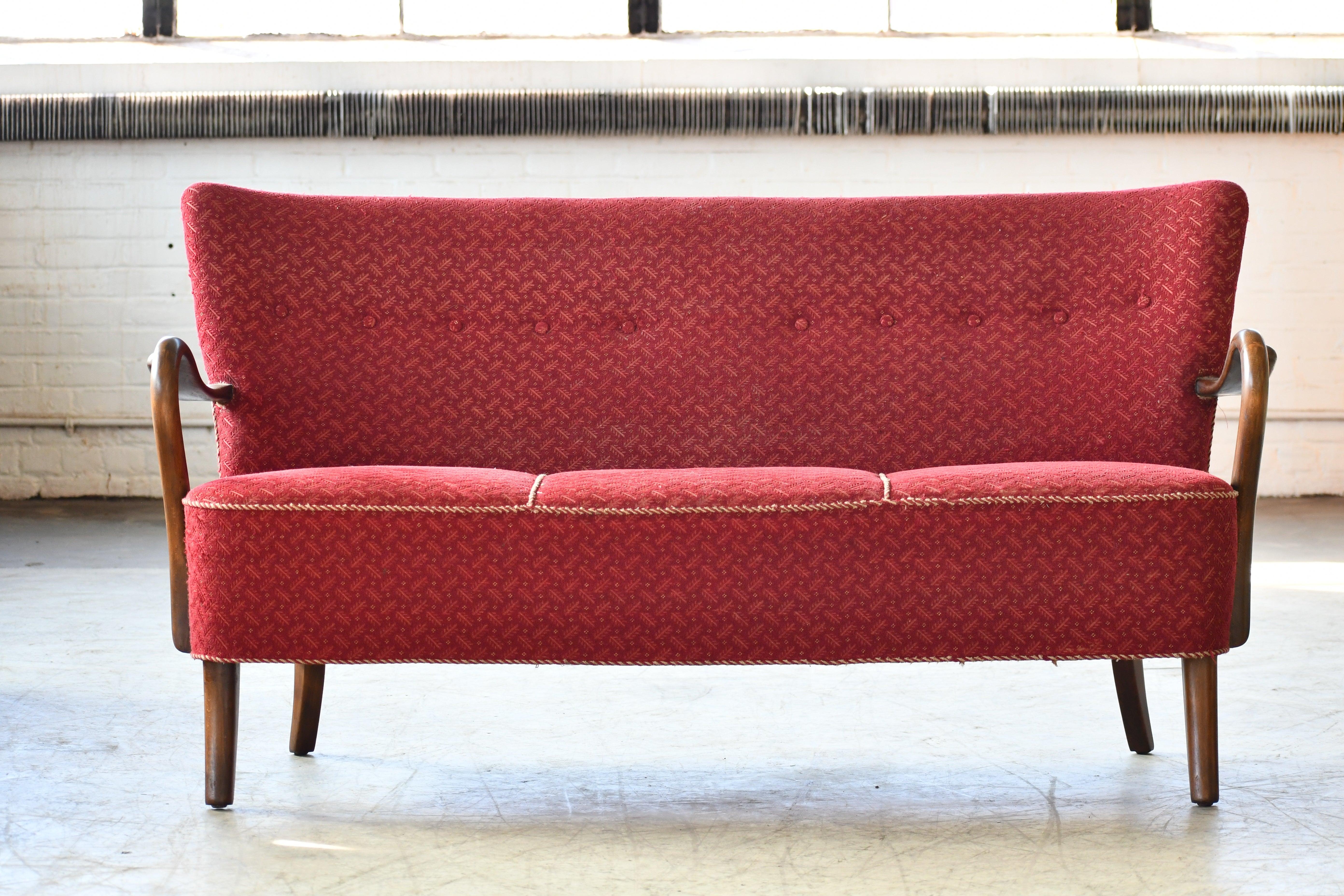Mid-Century Modern Danish Midcentury 1940s Sofa with Open Armrests by Alfred Christensen