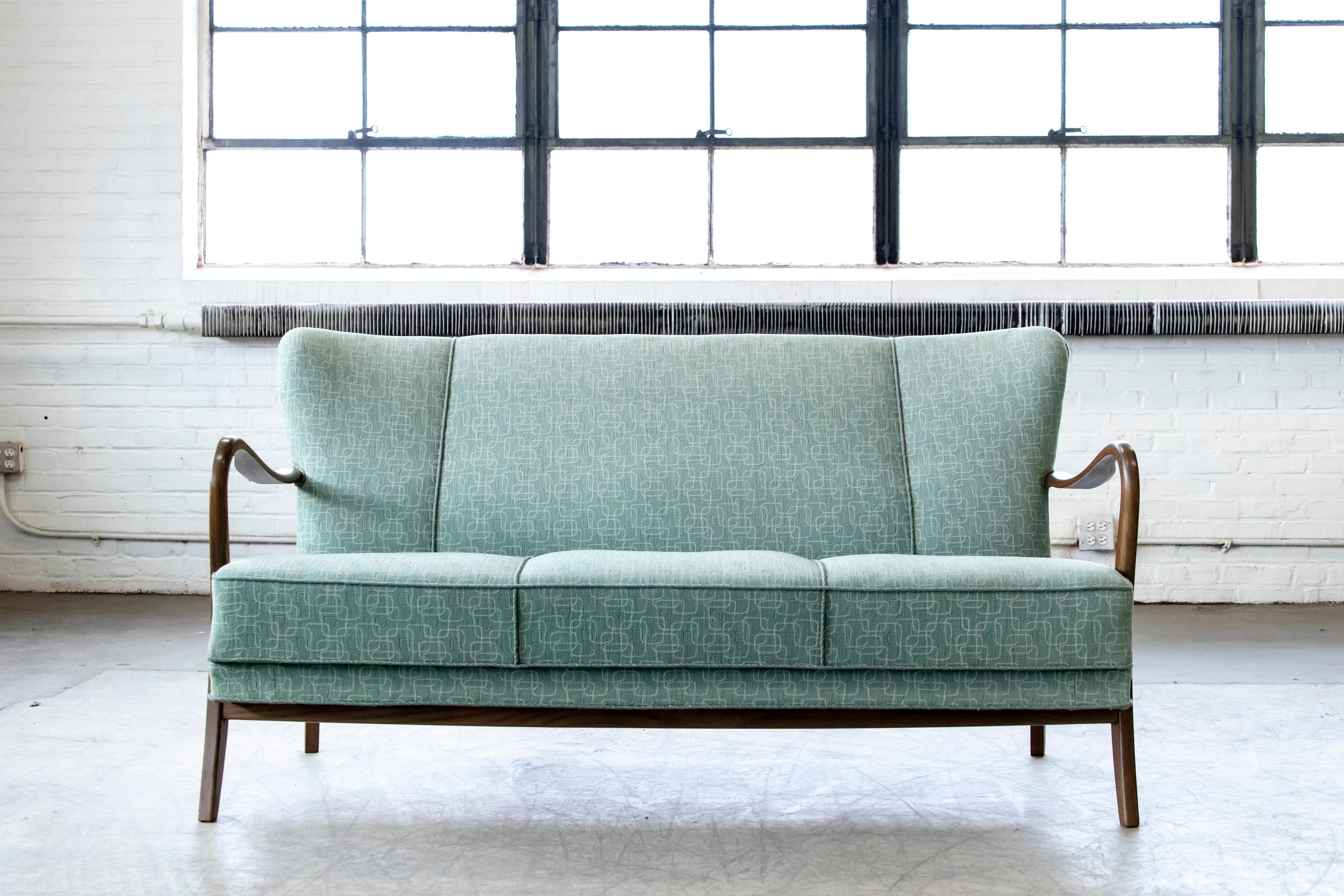 Danish Midcentury 1940s Sofa with Open Armrests by Alfred Christensen 3