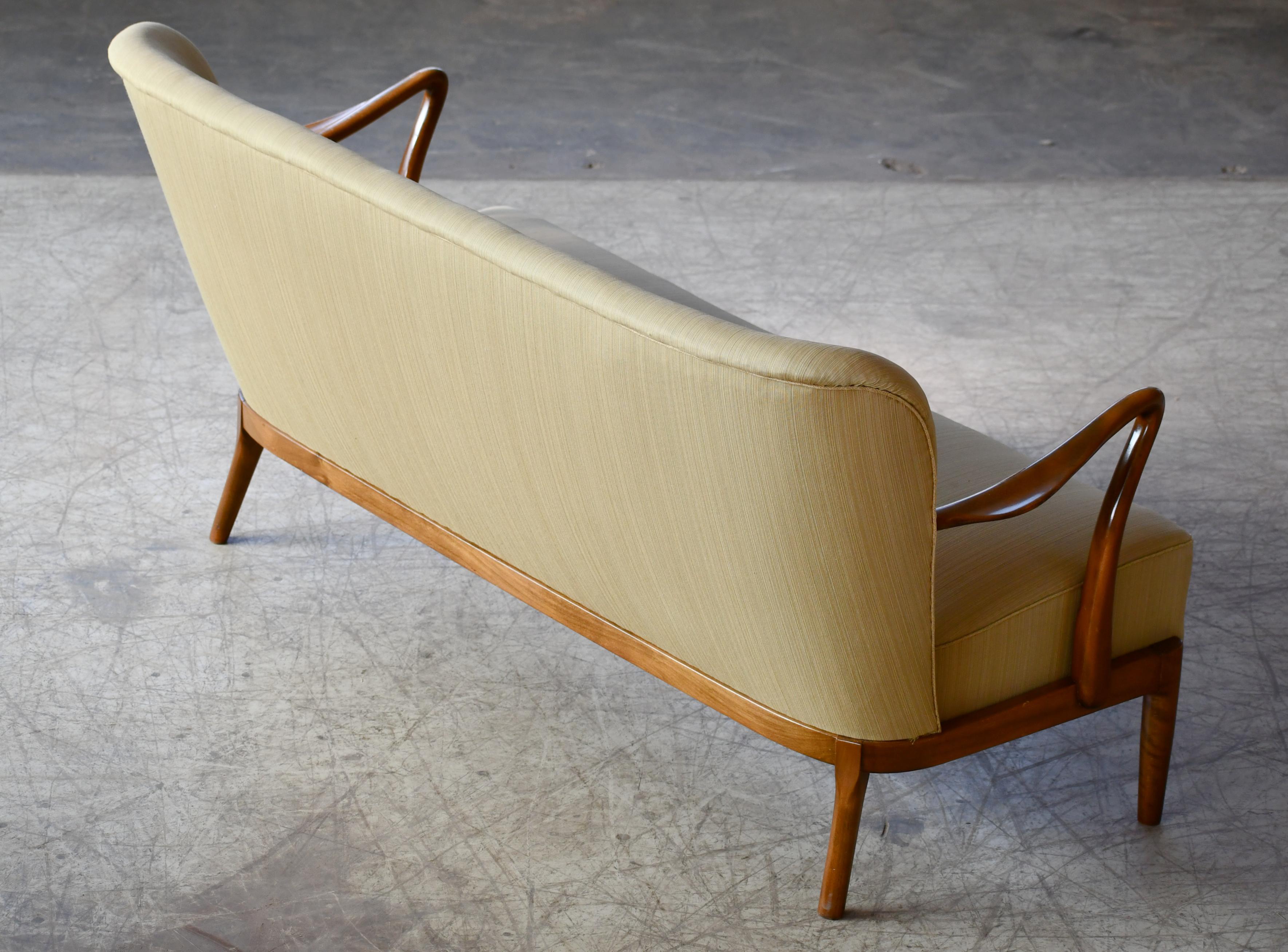 Danish Midcentury 1940s Sofa with Open Armrests Style of Alfred Christensen 5
