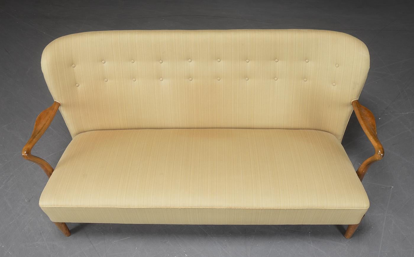 Danish Midcentury 1940s Sofa with Open Armrests Style of Alfred Christensen 2