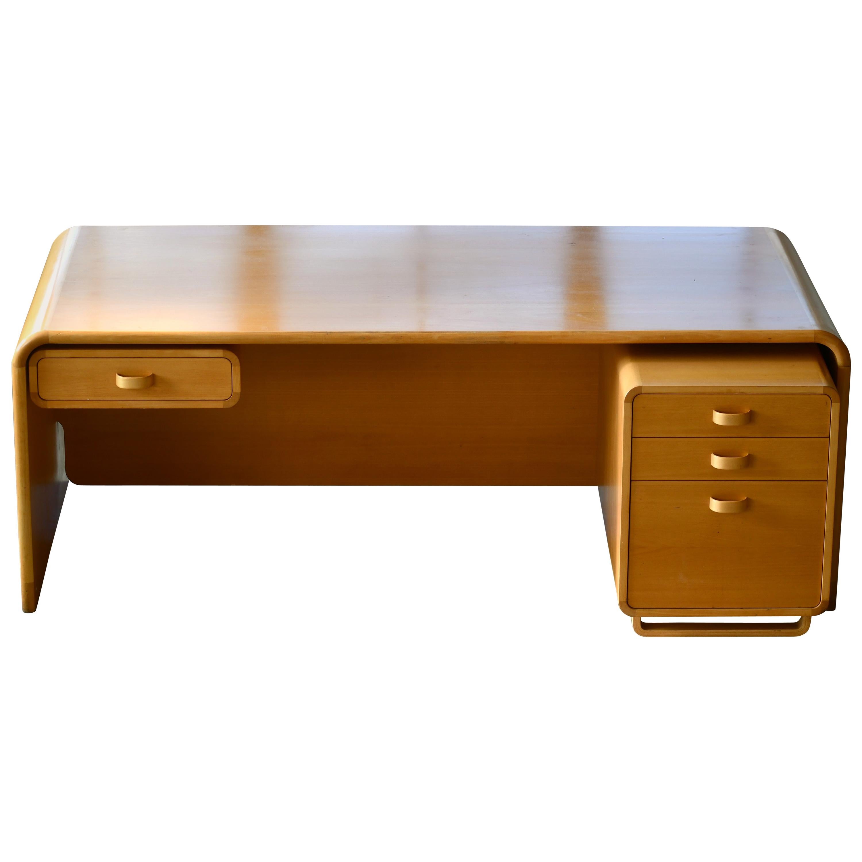 Danish Midcentury 1960s Large Birchwood Desk by Rud Thygesen and Johnny Sorensen