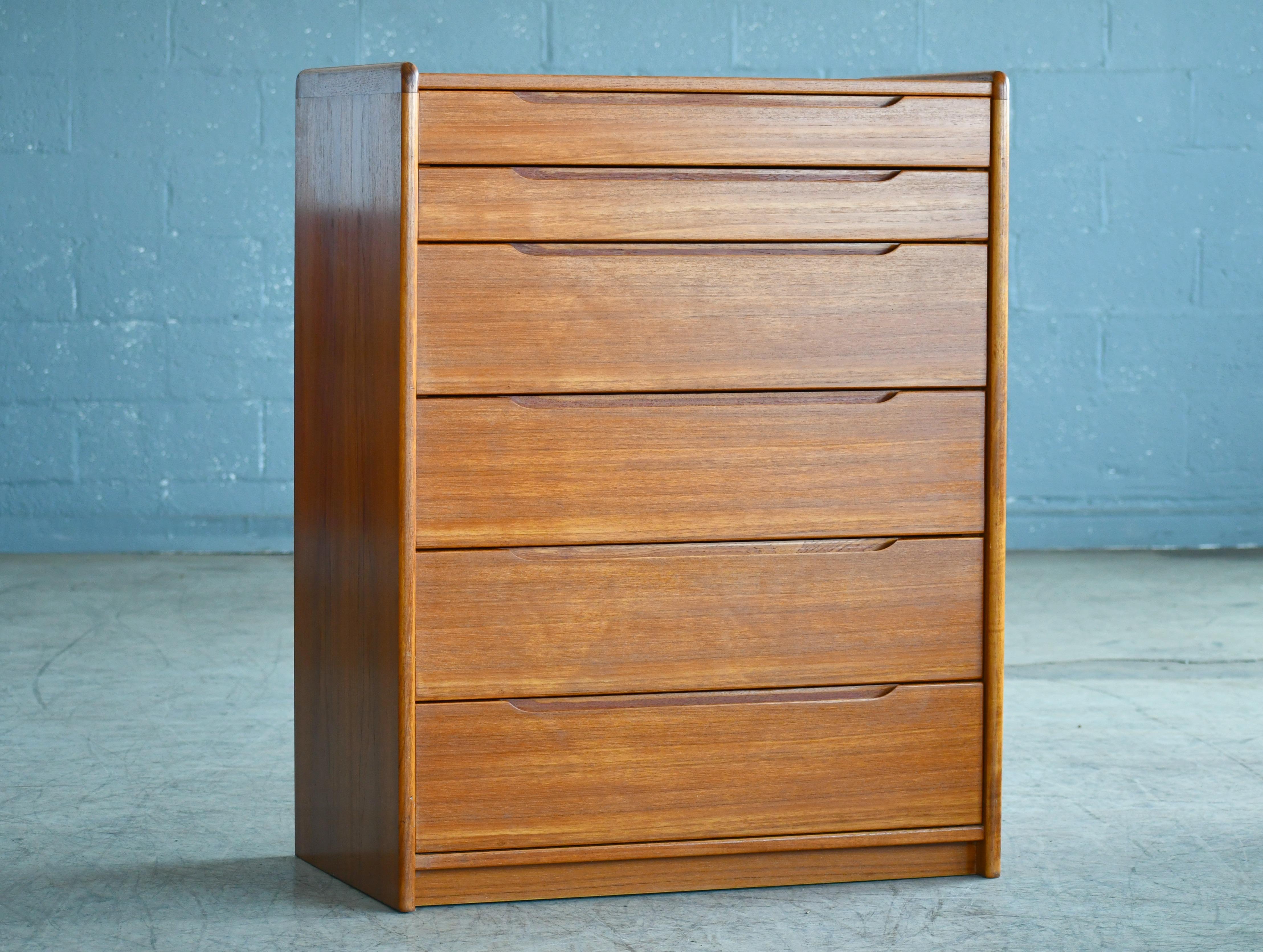 Mid-Century Modern Danish Midcentury 1960s Tall Teak Dresser or Chest of Drawers