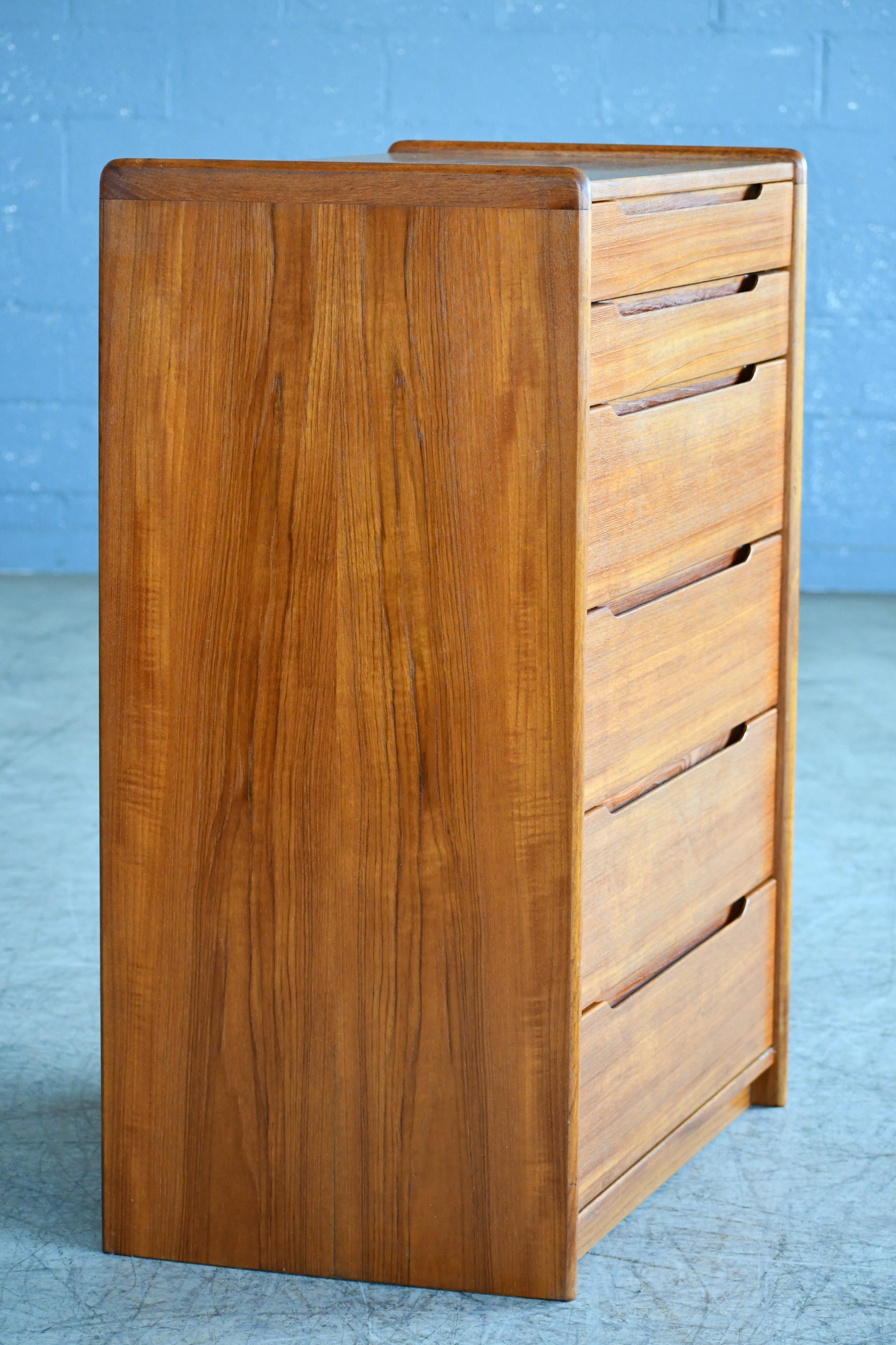 Mid-20th Century Danish Midcentury 1960s Tall Teak Dresser or Chest of Drawers