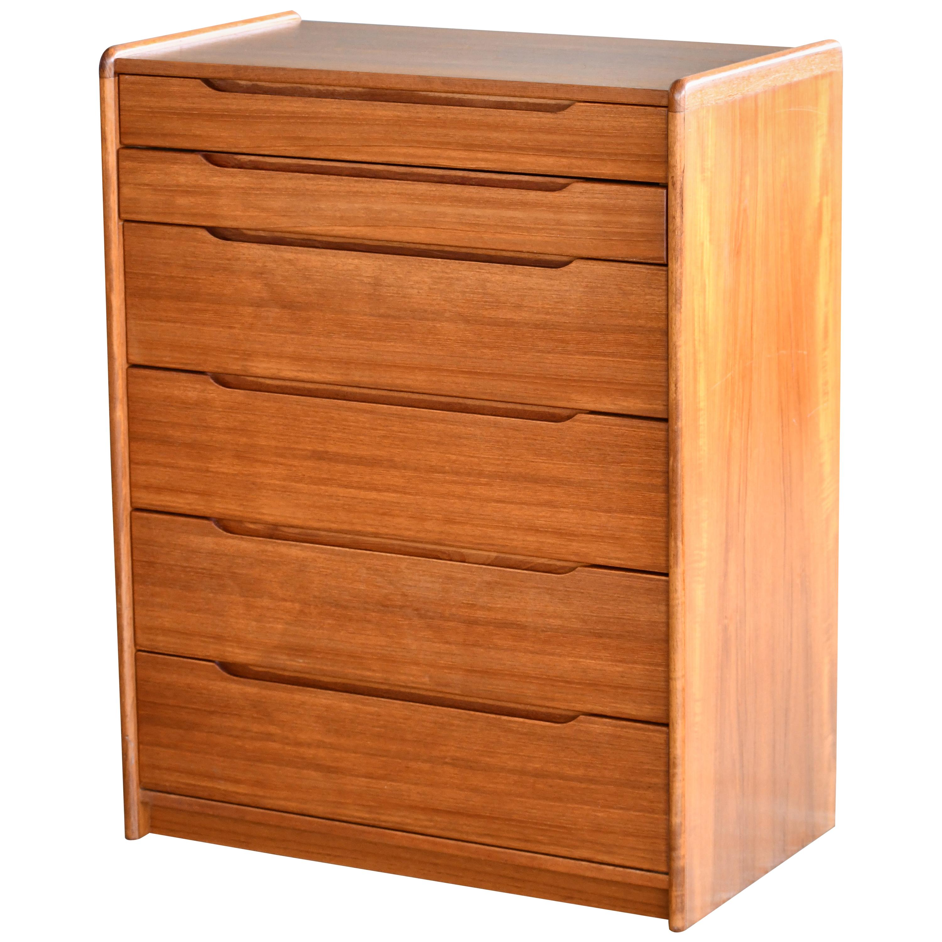 Danish Midcentury 1960s Tall Teak Dresser or Chest of Drawers