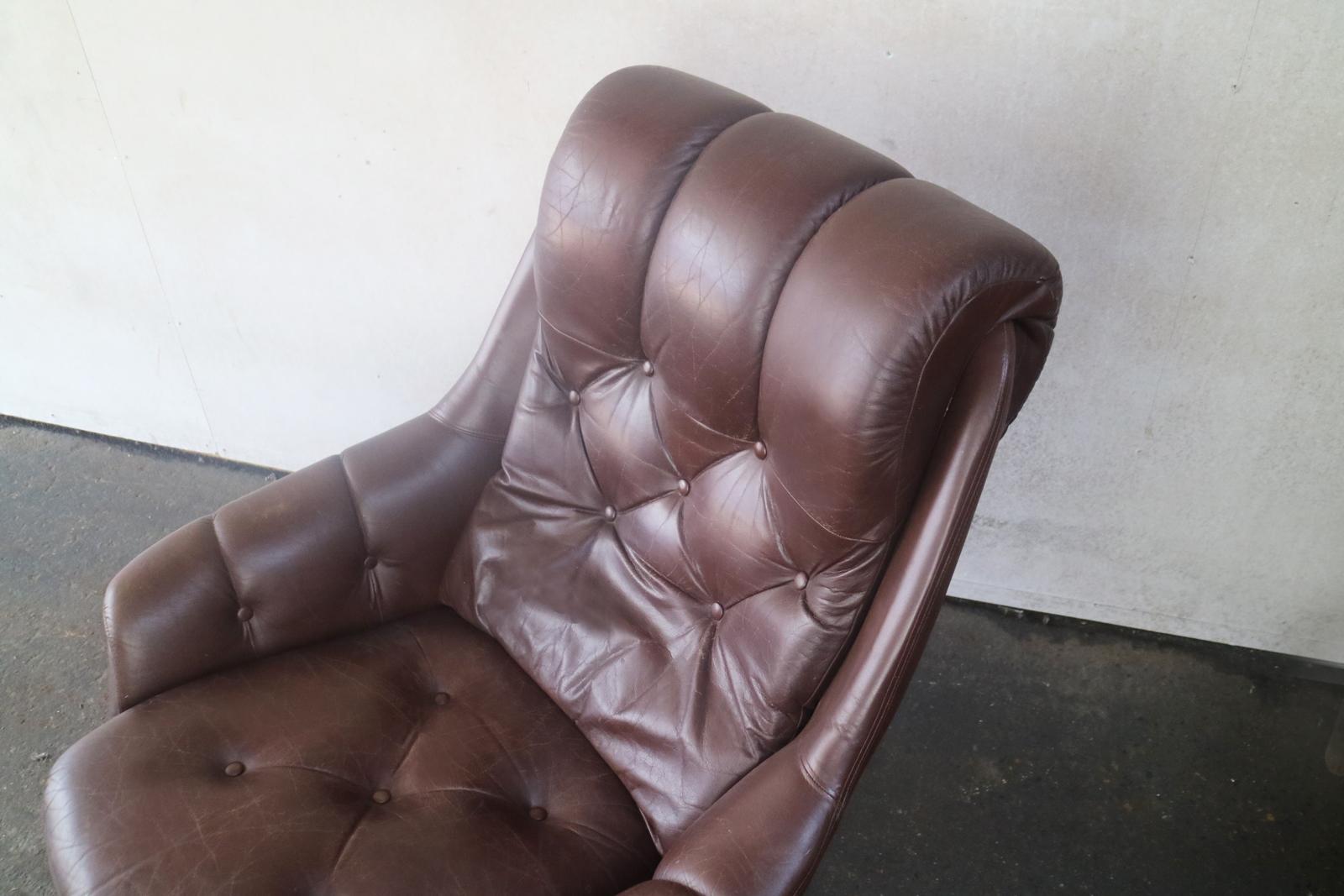 Mid-Century Modern Danish Midcentury 1970s Leather Lounge Chair