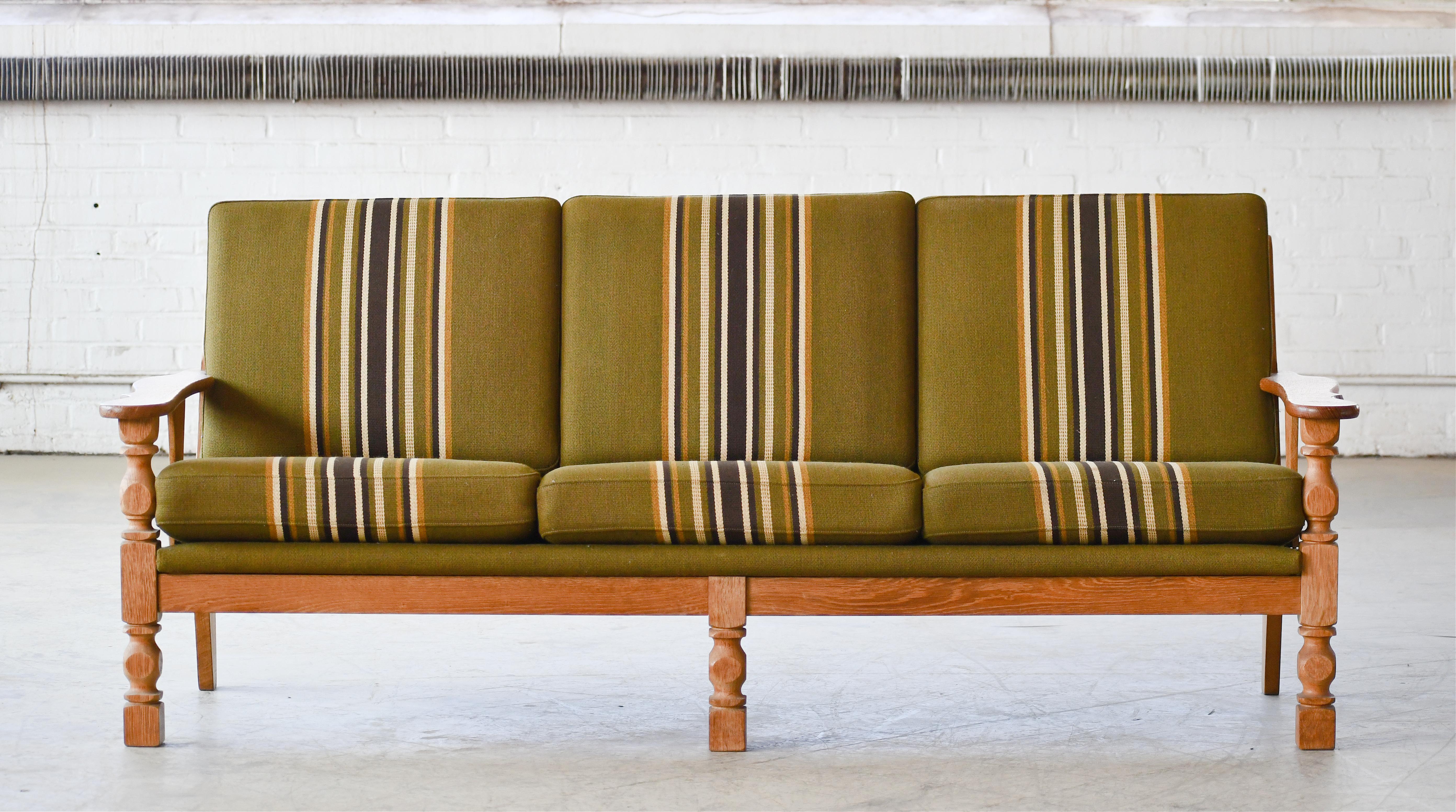 Mid-Century Modern Danish Midcentury 3-Seater Sofa in Solid Oak attributed to Henry Kjærnulf, 1960s