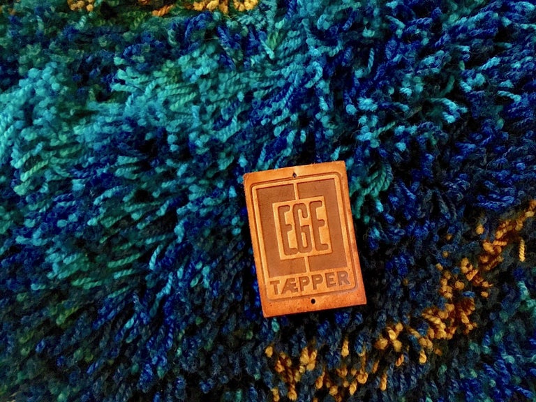 Blue Danish Midcentury Rya Rug by EGE Taepper in Abstract Shag Pile at ...