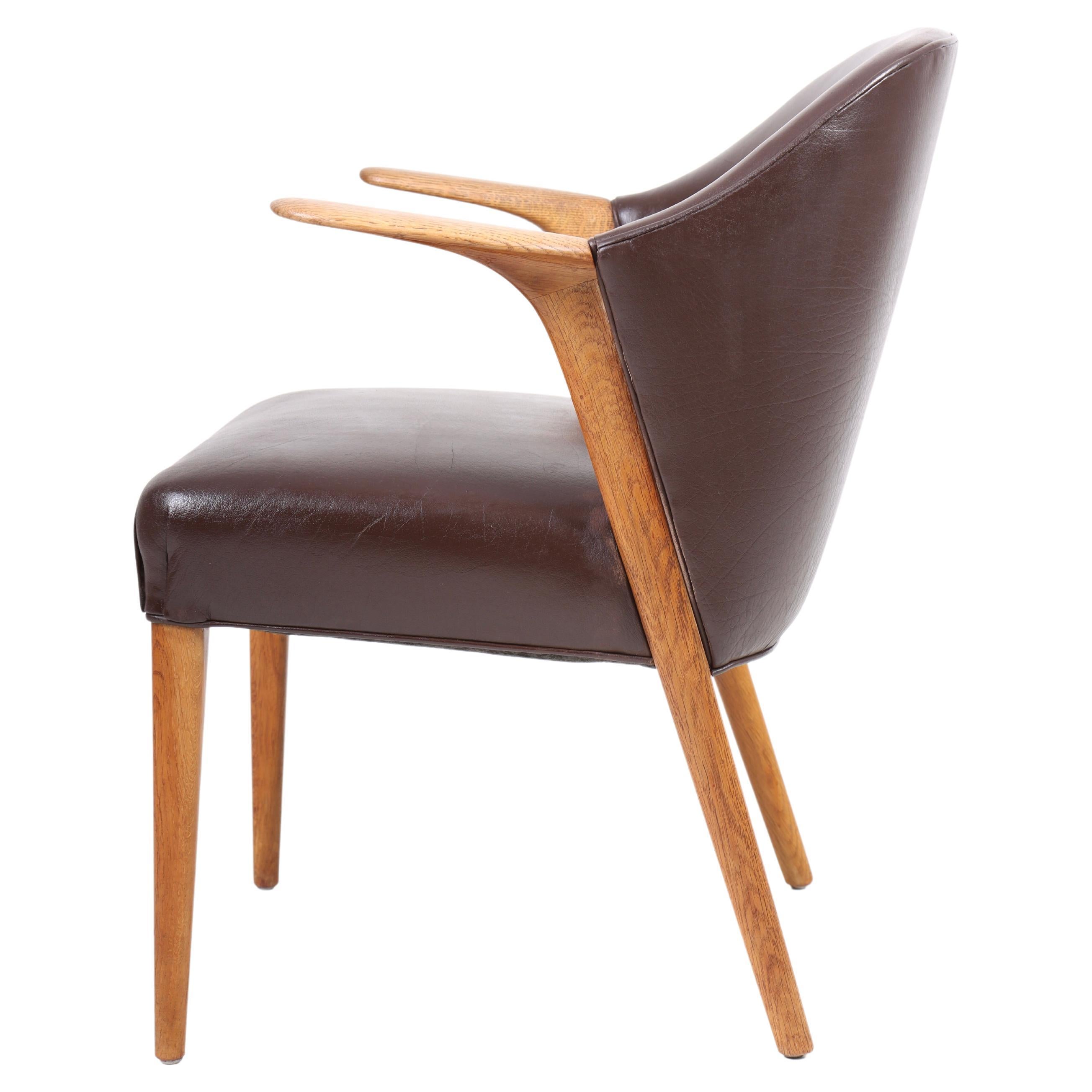 Danish Mid-Century Arm Chair in Patinated Leather by Kurt Olsen, 1960s