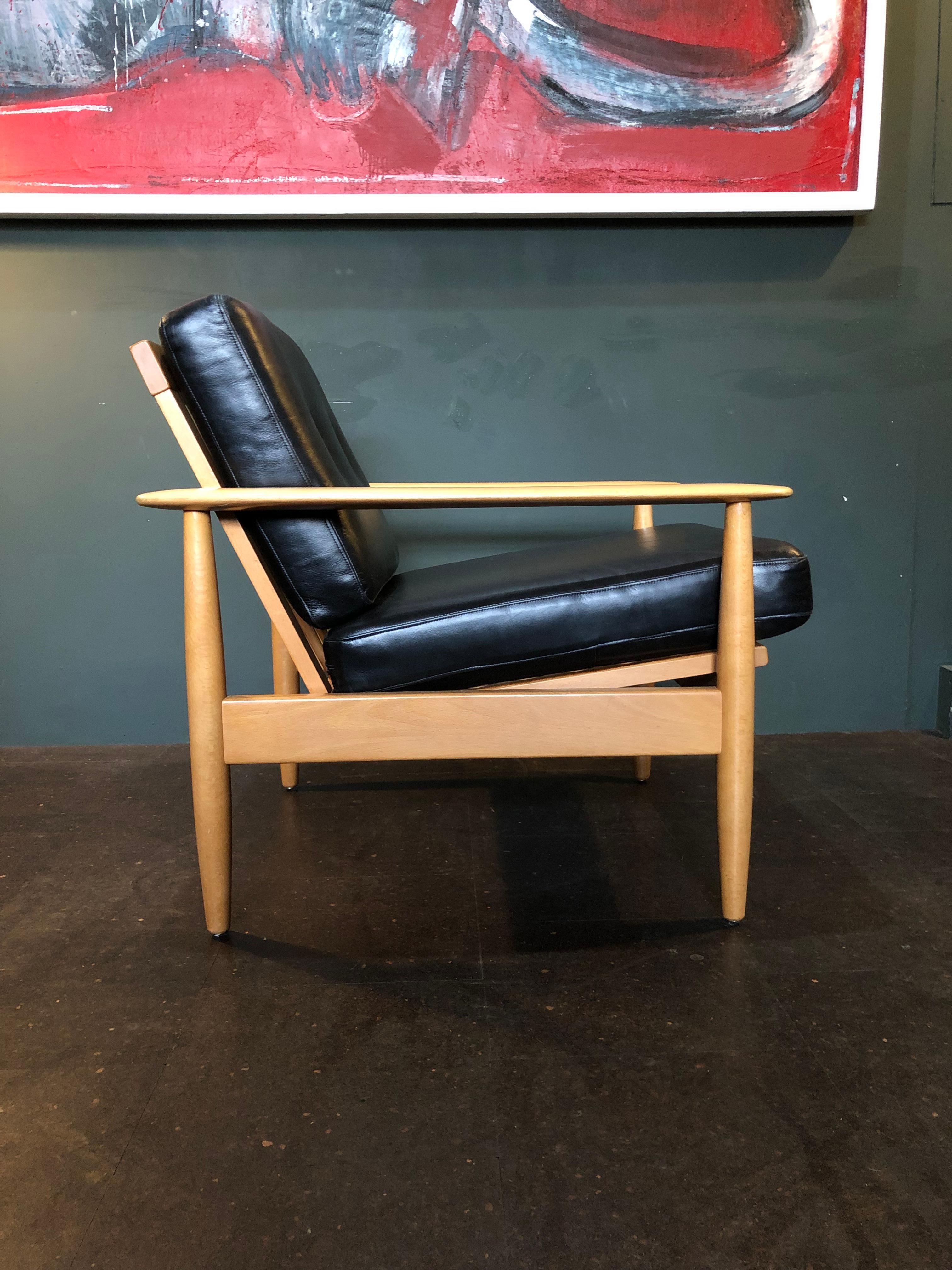 Mid-Century Modern Danish Midcentury Armchair in New Italian Leather Upholstery