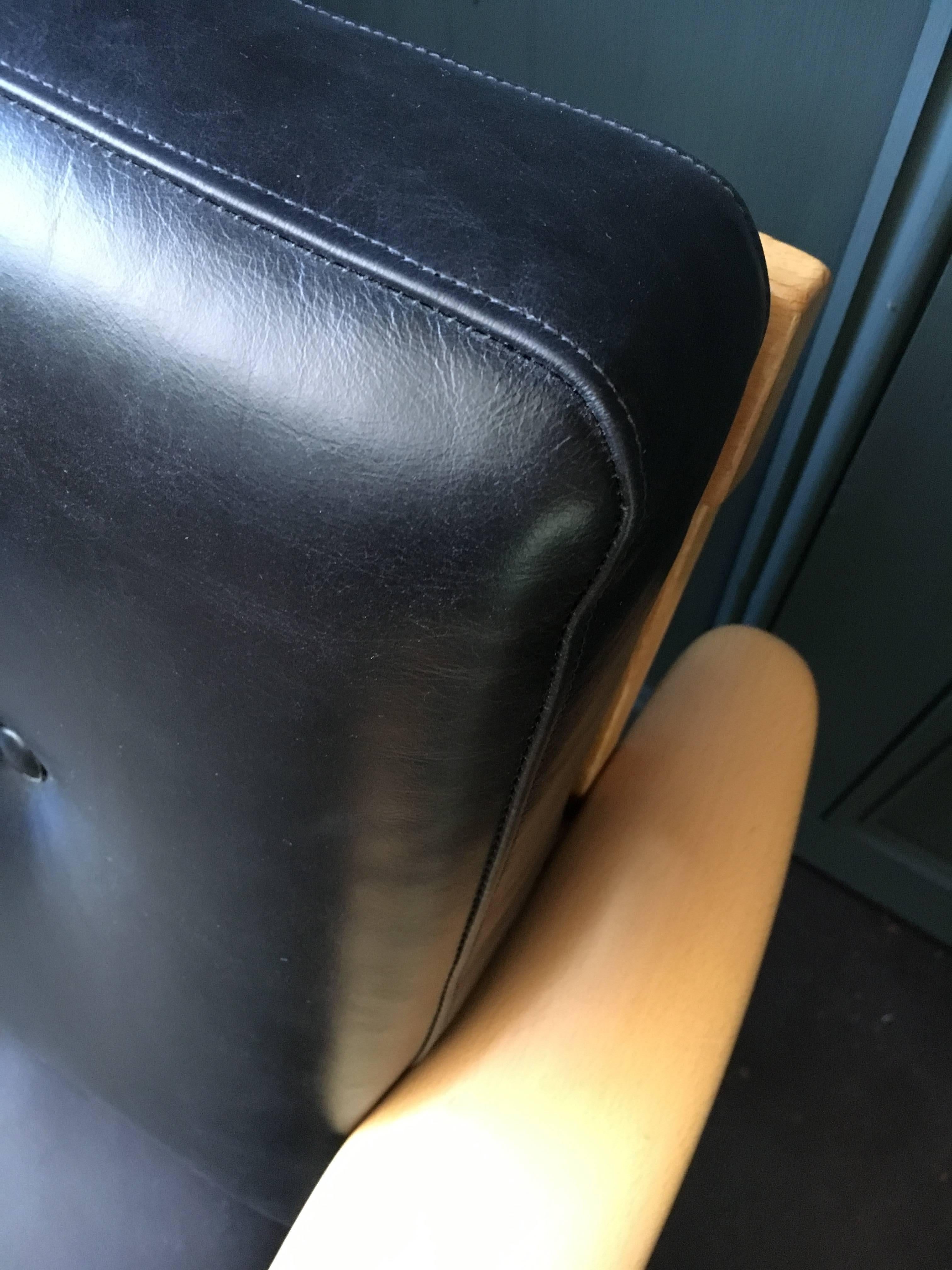 Danish Midcentury Armchair in New Italian Leather Upholstery 1