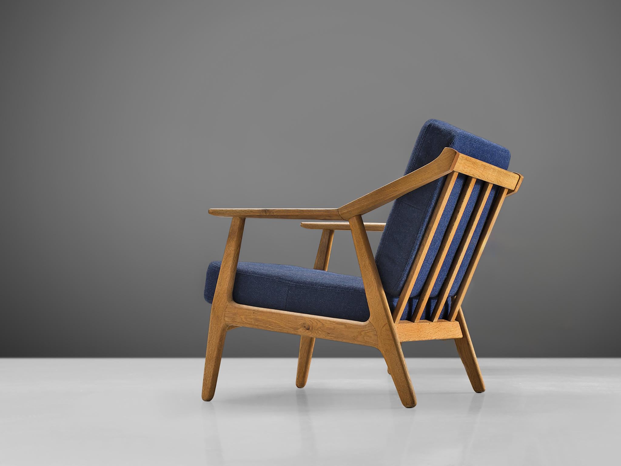 French Danish Midcentury Armchair in Solid Oak  For Sale