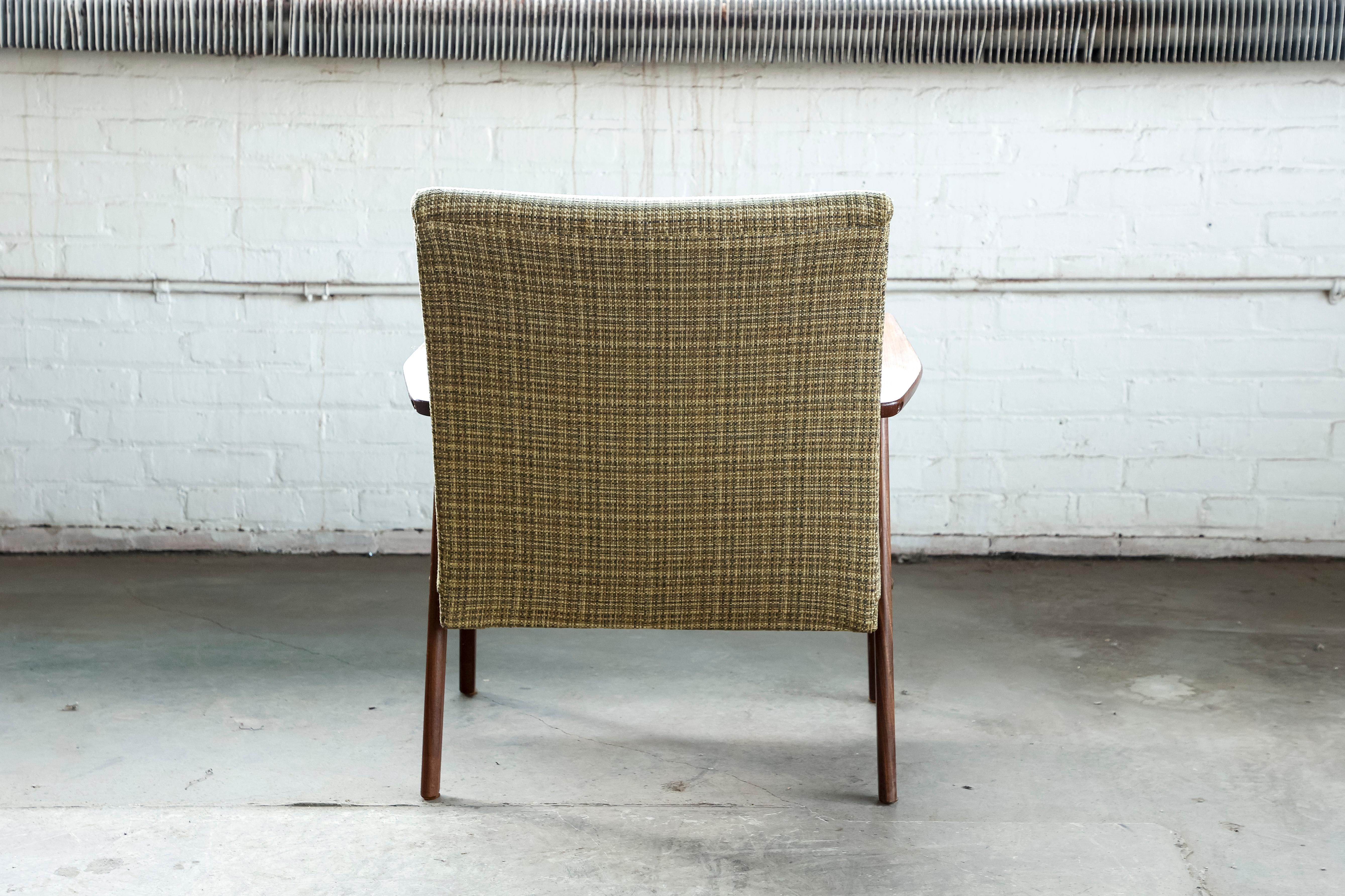Wool Danish Midcentury Arne Vodder Style Easy Chairs in Teak 1960s For Sale