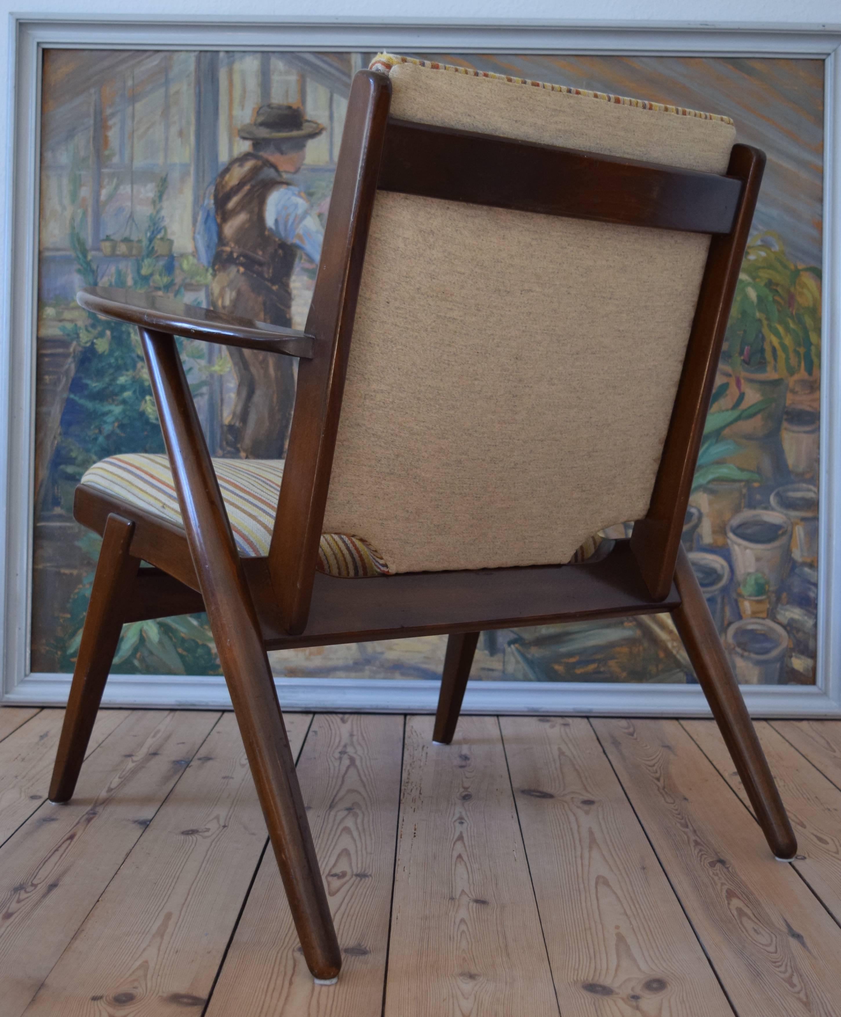 Beech Danish Midcentury Arne Wahl Iversen nr.14 Lounge Chair, 1955