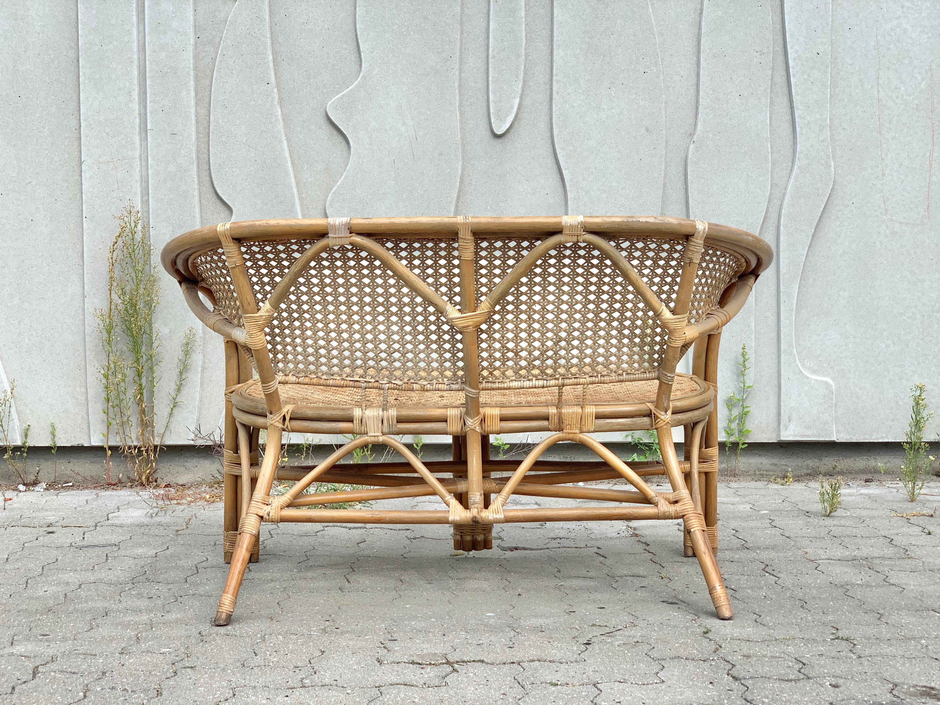 Danish Midcentury Bamboo Sofa, 1960s In Good Condition For Sale In Copenhagen, DK