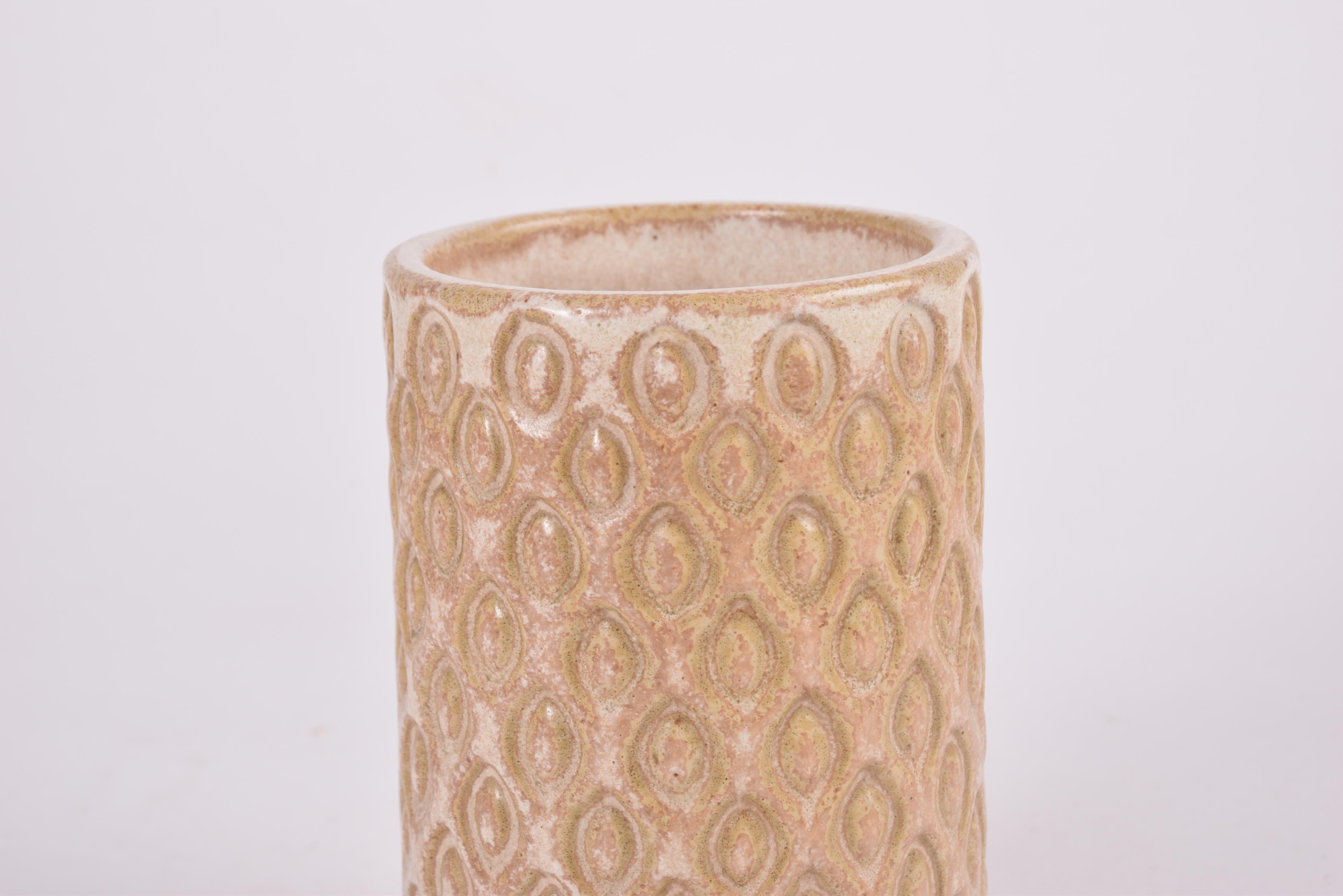 Scandinavian Modern Danish Midcentury Beige Ceramic Vase Budding Style by Eva Sjögren for L. Hjorth For Sale