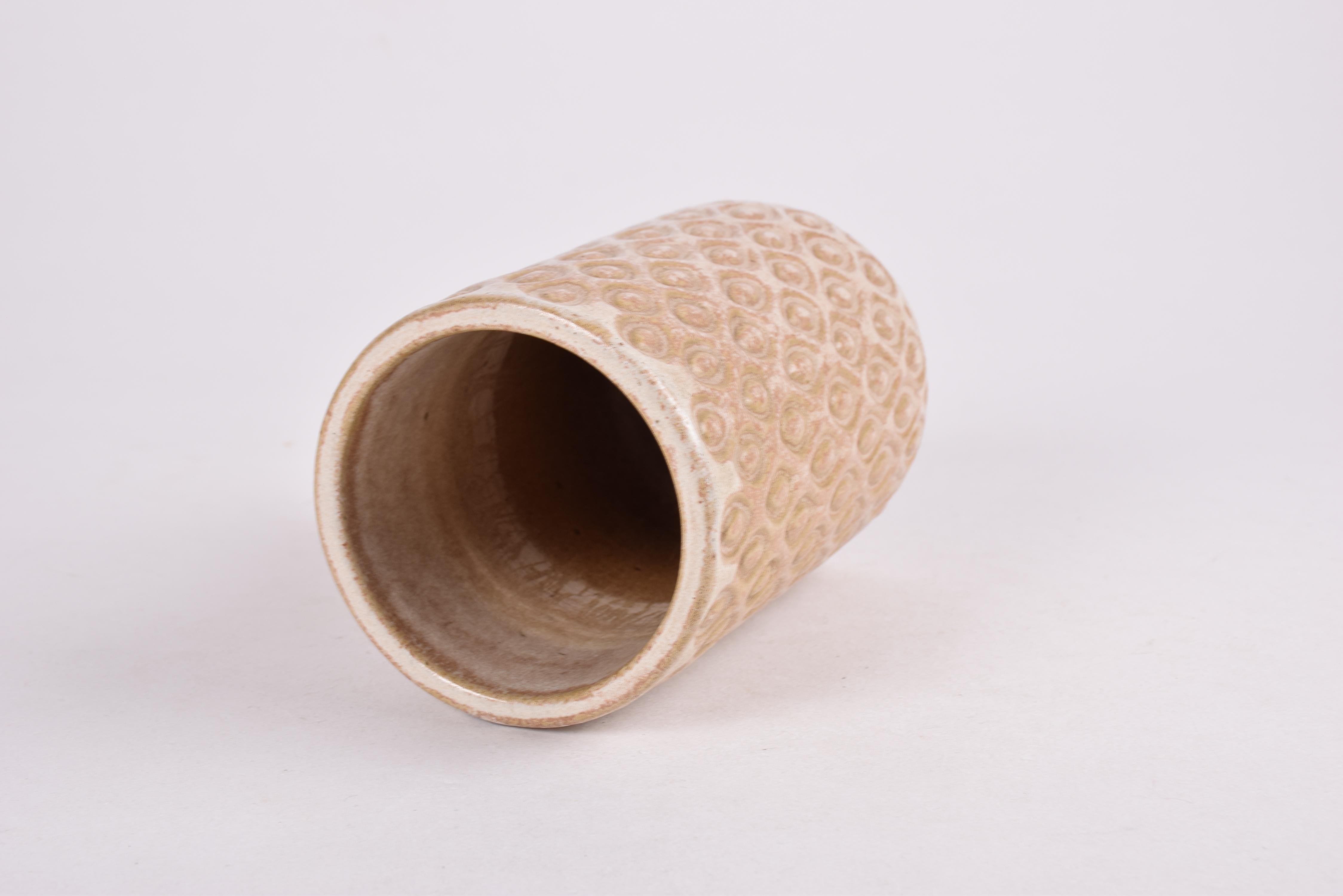 20th Century Danish Midcentury Beige Ceramic Vase Budding Style by Eva Sjögren for L. Hjorth For Sale